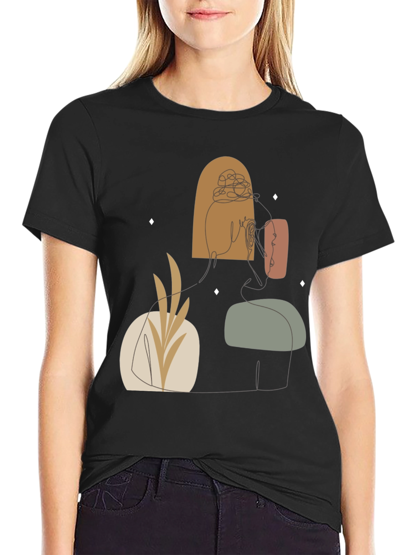 Abstract Line Art Graphic Tee - Modern Style