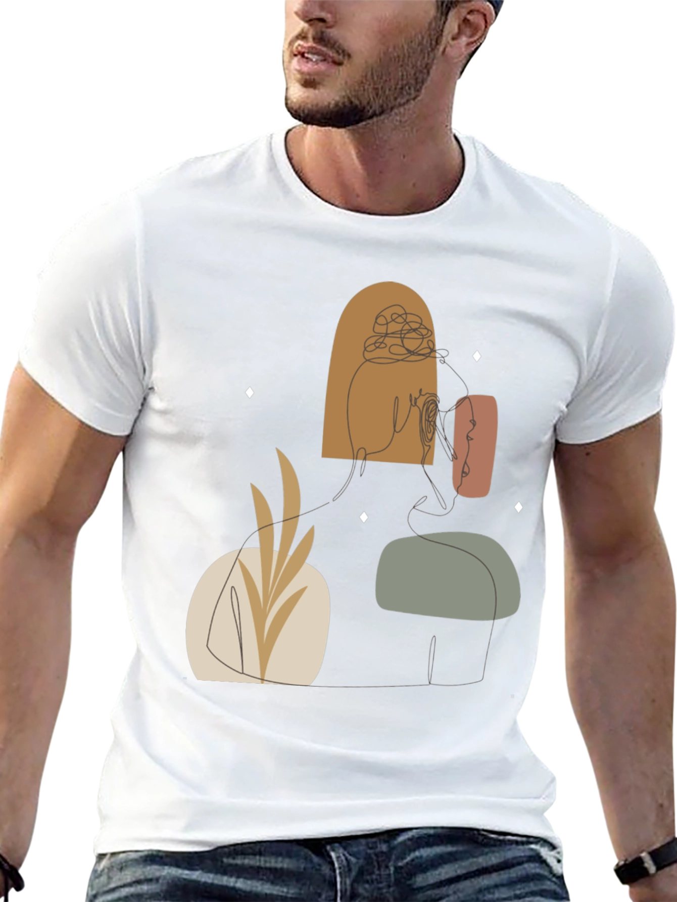 Abstract Line Art Graphic Tee - Modern Style