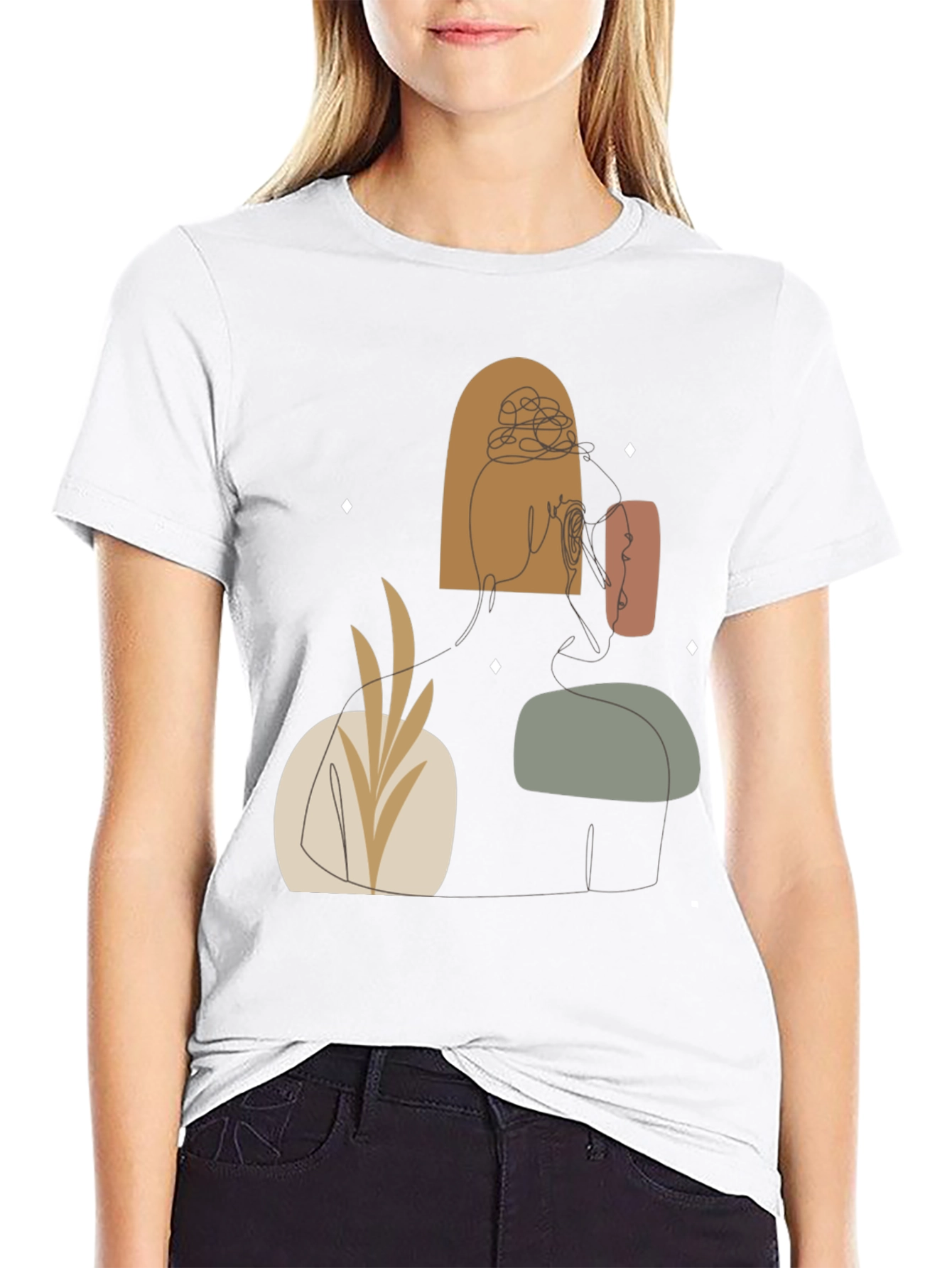 Abstract Line Art Graphic Tee - Modern Style