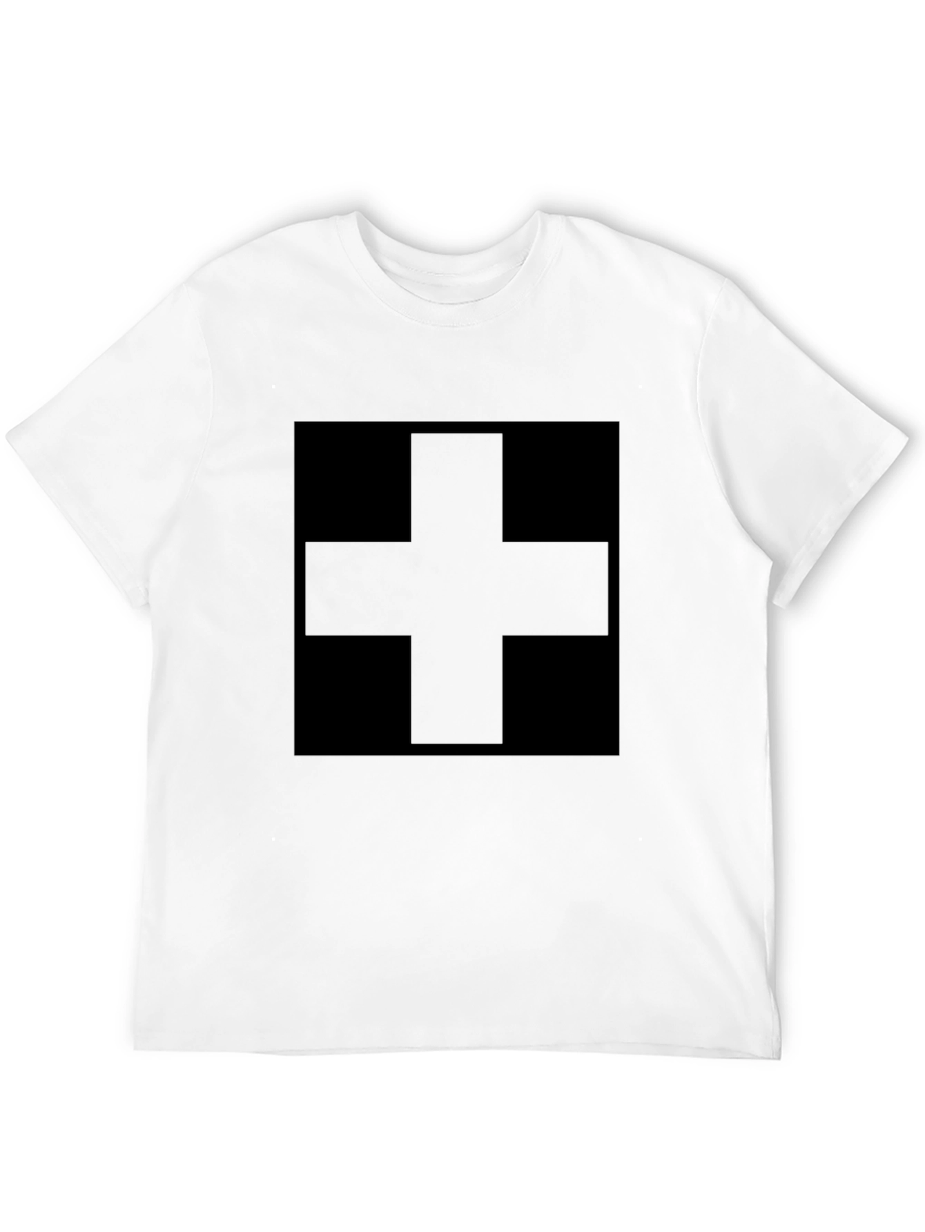 Black Plus Sign Graphic Tee - Modern Minimalist Shirt