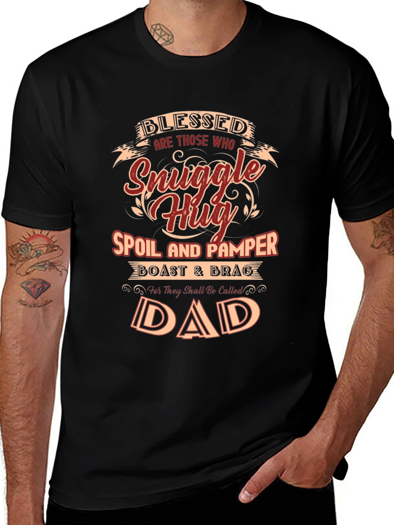 Blessed Dad Graphic T-Shirt - Snuggle Hug Design