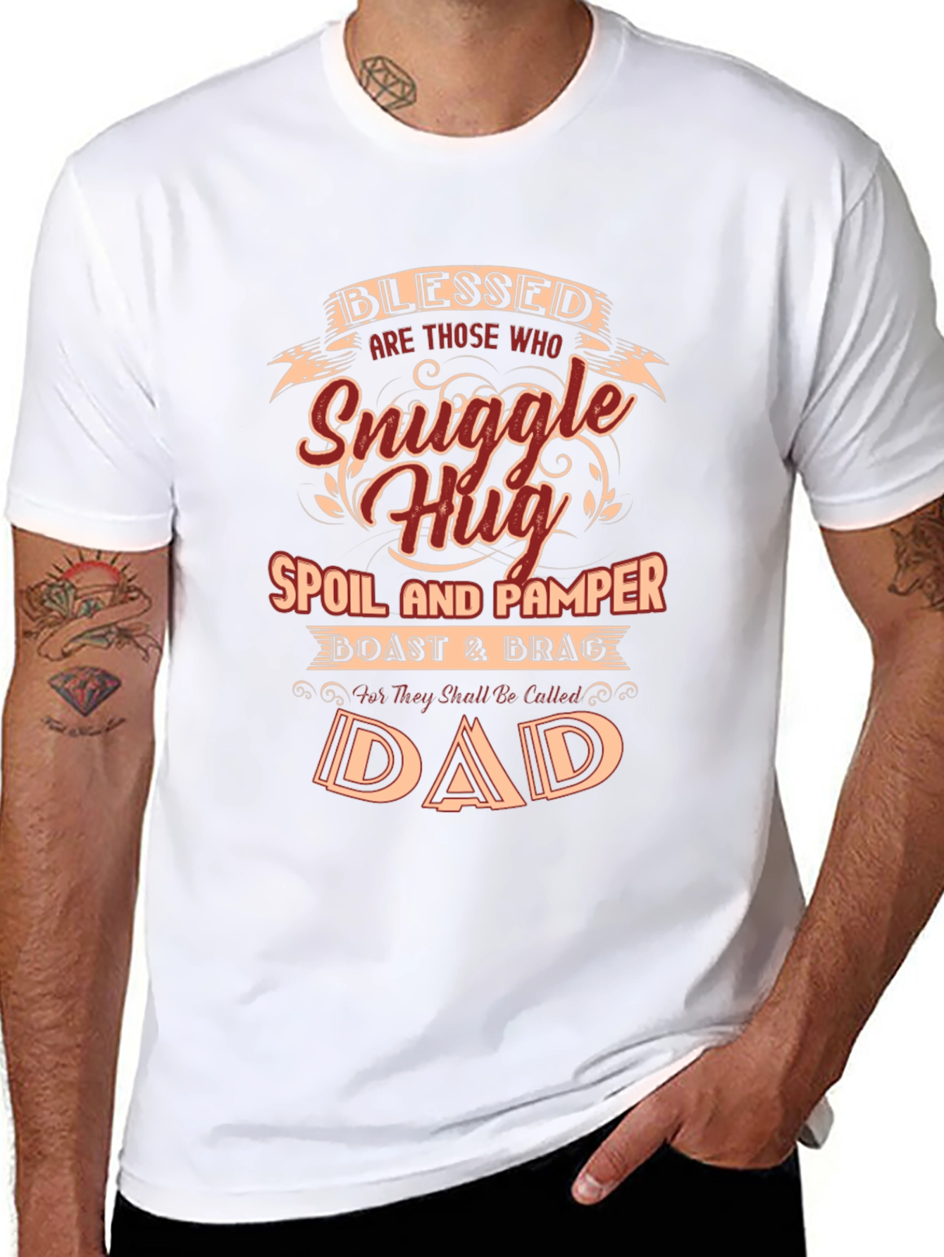 Blessed Dad Graphic T-Shirt - Snuggle Hug Design