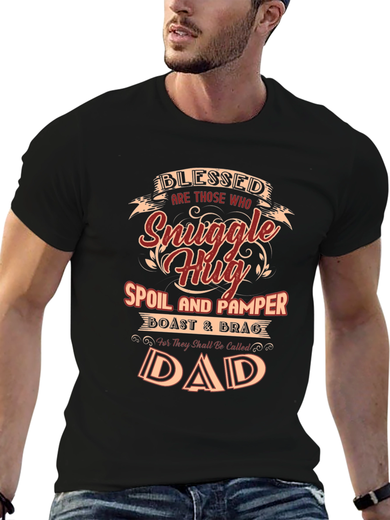 Blessed Dad Graphic T-Shirt - Snuggle Hug Design
