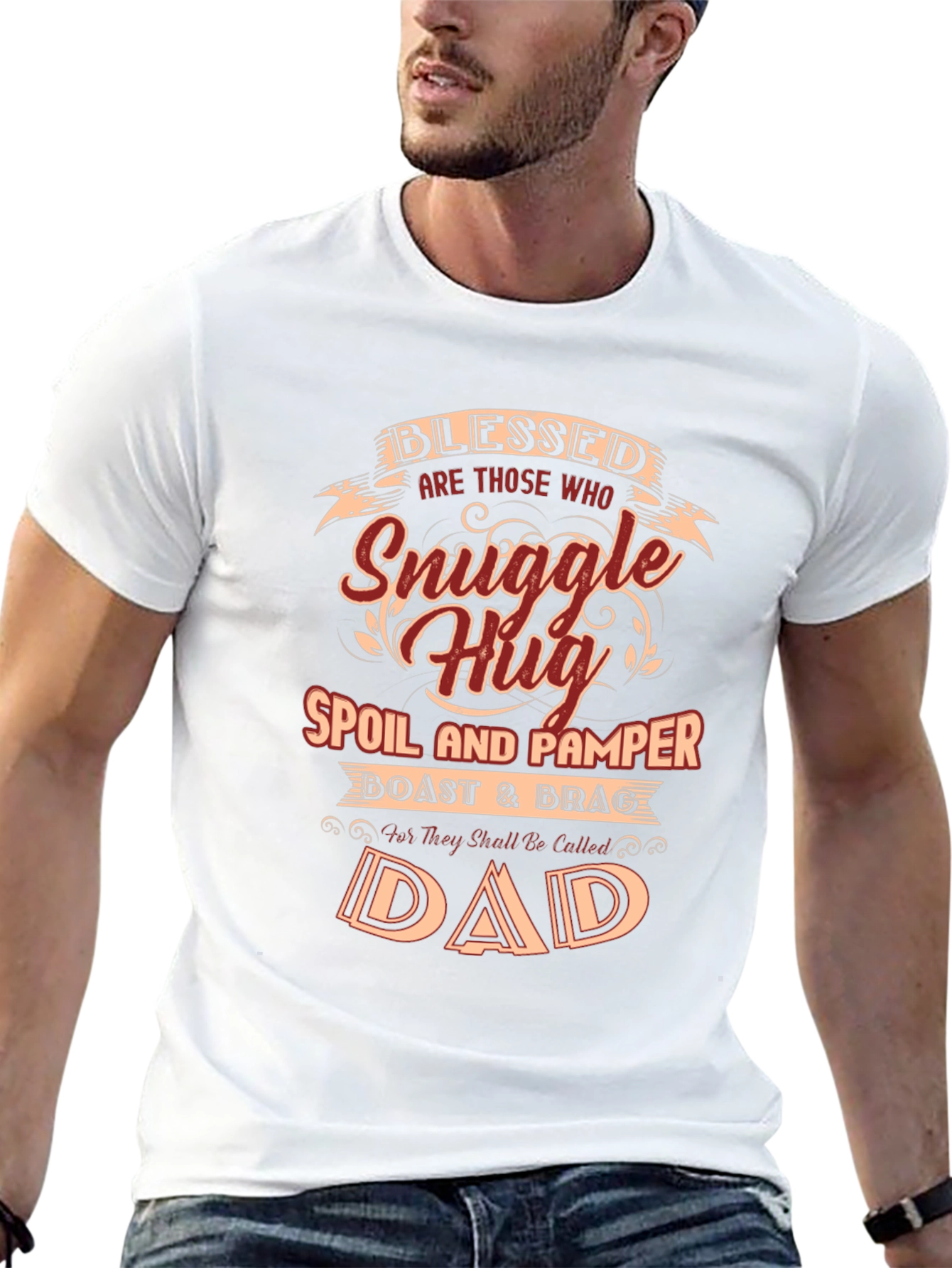 Blessed Dad Graphic T-Shirt - Snuggle Hug Design