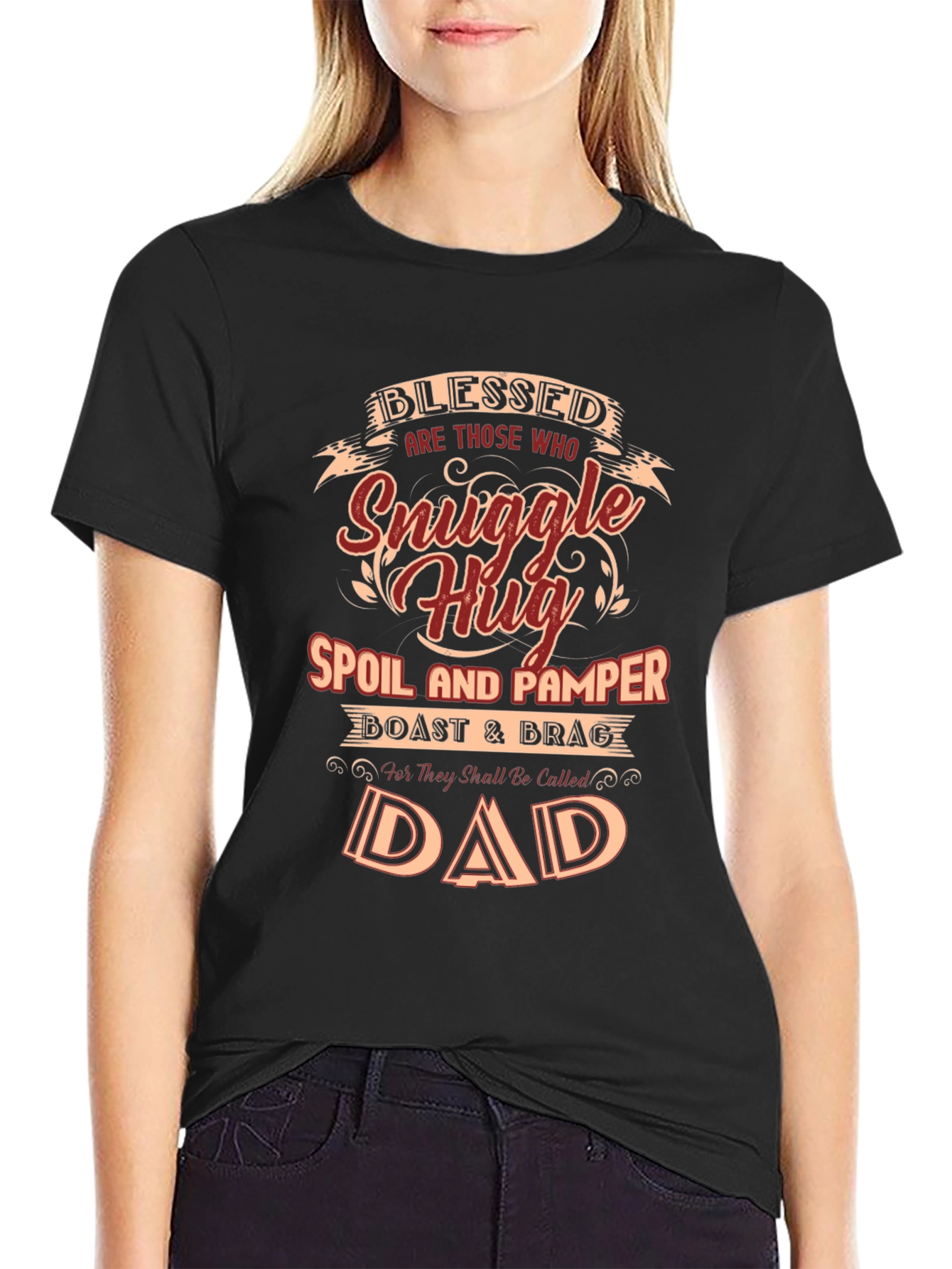 Blessed Dad Graphic T-Shirt - Snuggle Hug Design