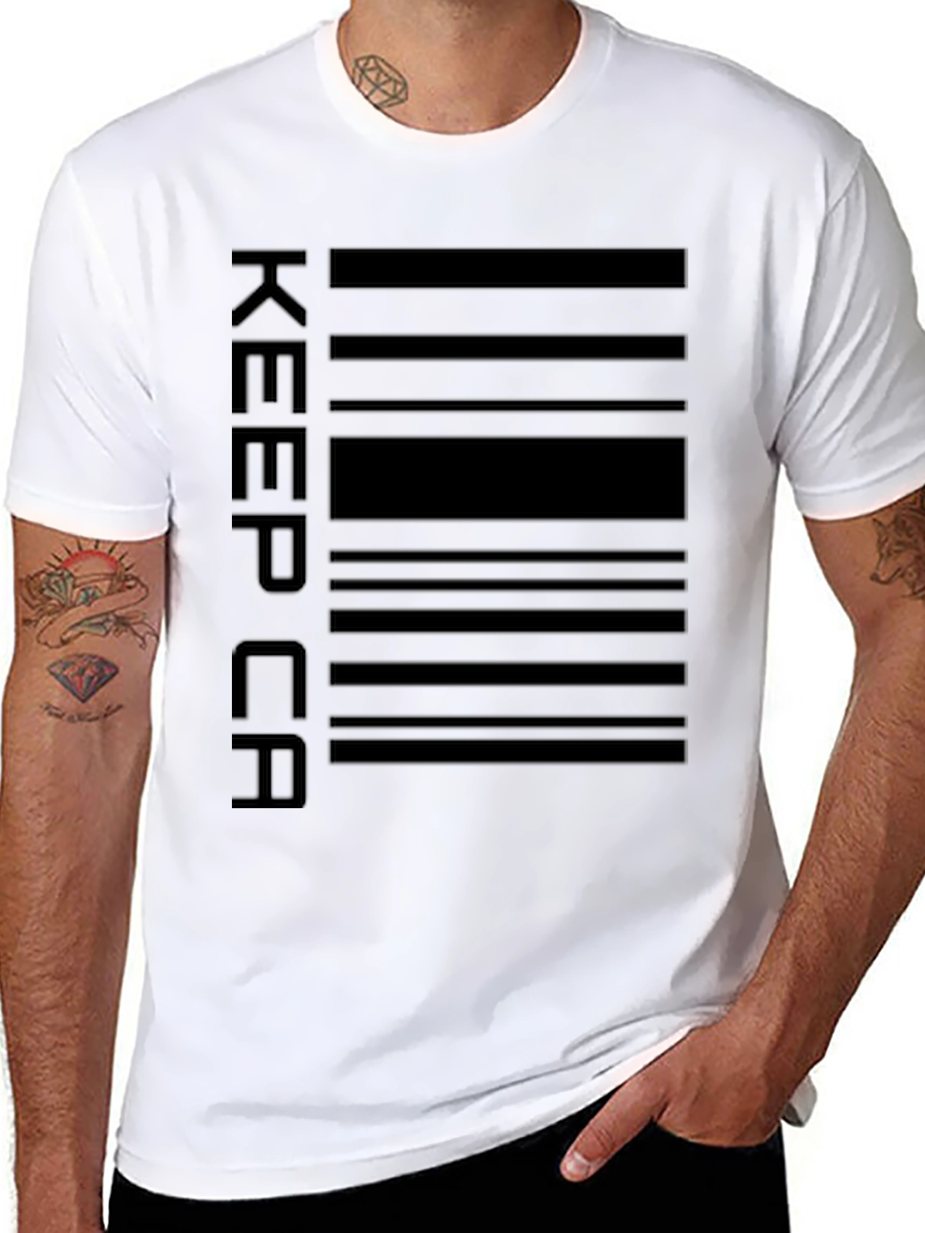 Keep Calm Barcode Graphic Tee - Classic Comfort