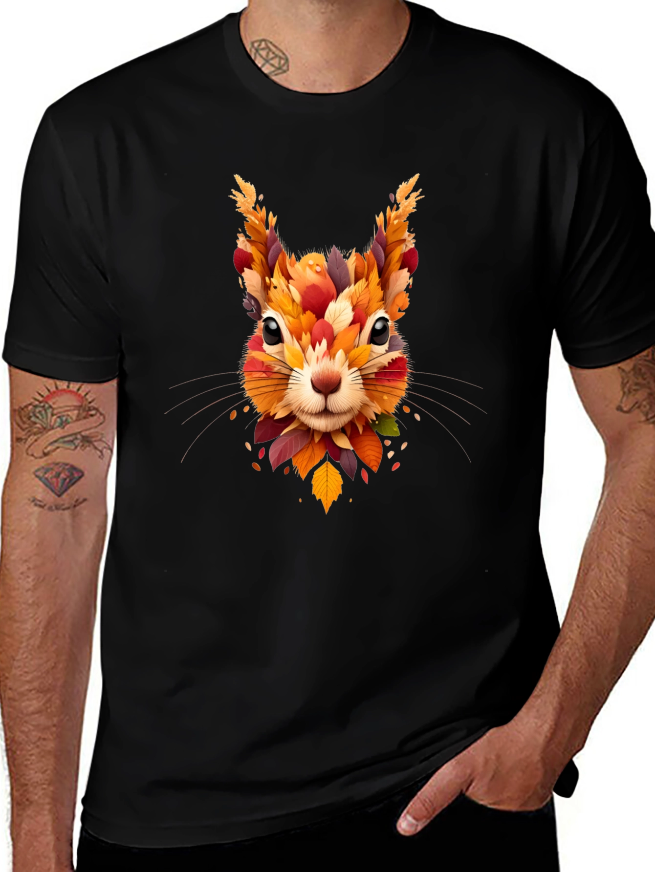 Autumn Squirrel Graphic Tee - Fall Inspired Design