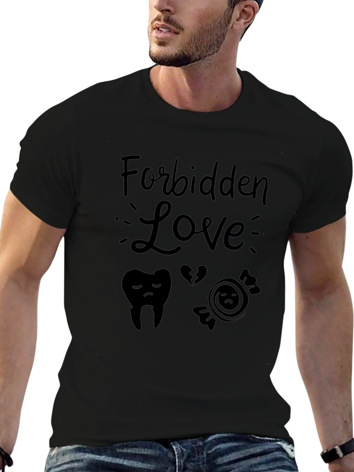 Forbidden Love Graphic Tee - Black Cotton T-Shirt