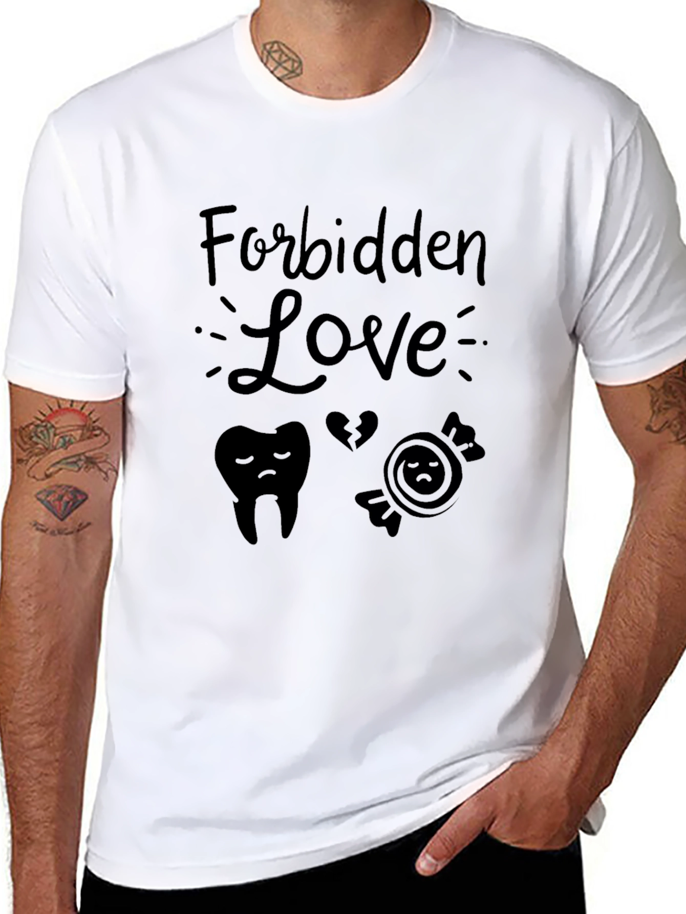 Forbidden Love Graphic Tee - Black Cotton T-Shirt