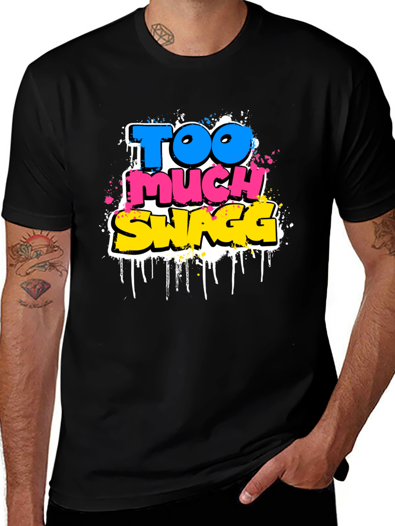 Too Much Swagg Graphic Tee - Black Cotton T-Shirt
