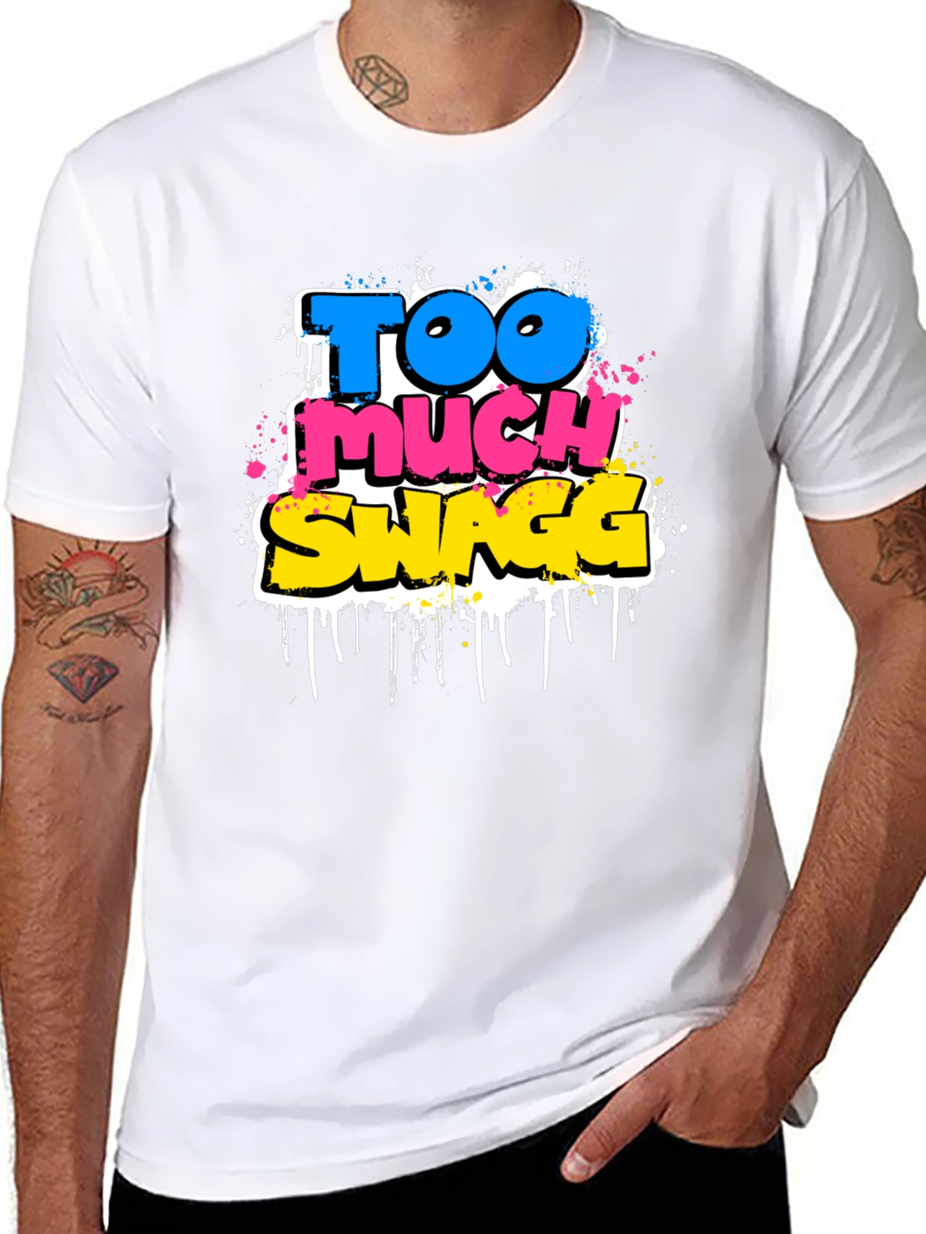 Too Much Swagg Graphic Tee - Black Cotton T-Shirt