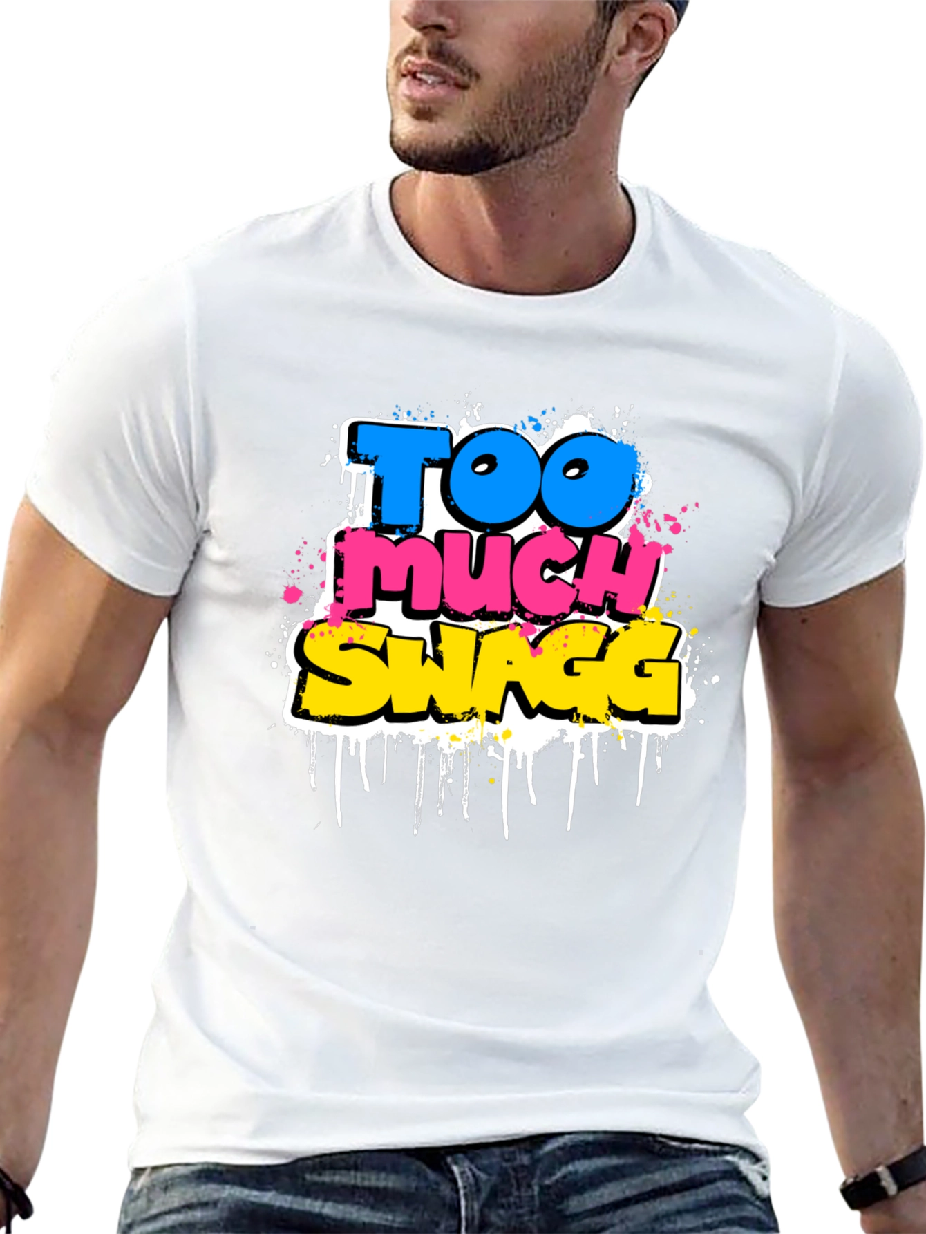Too Much Swagg Graphic Tee - Black Cotton T-Shirt