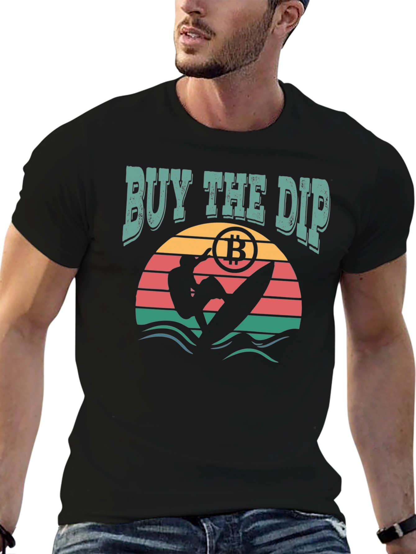 Buy the Dip Bitcoin Surfer Graphic T-Shirt