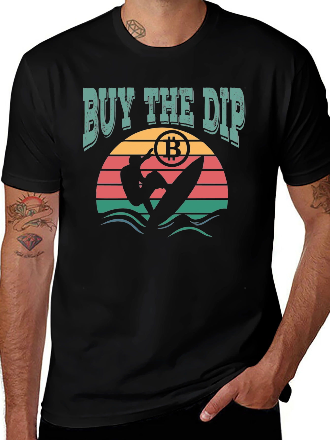 Buy the Dip Bitcoin Surfer Graphic T-Shirt