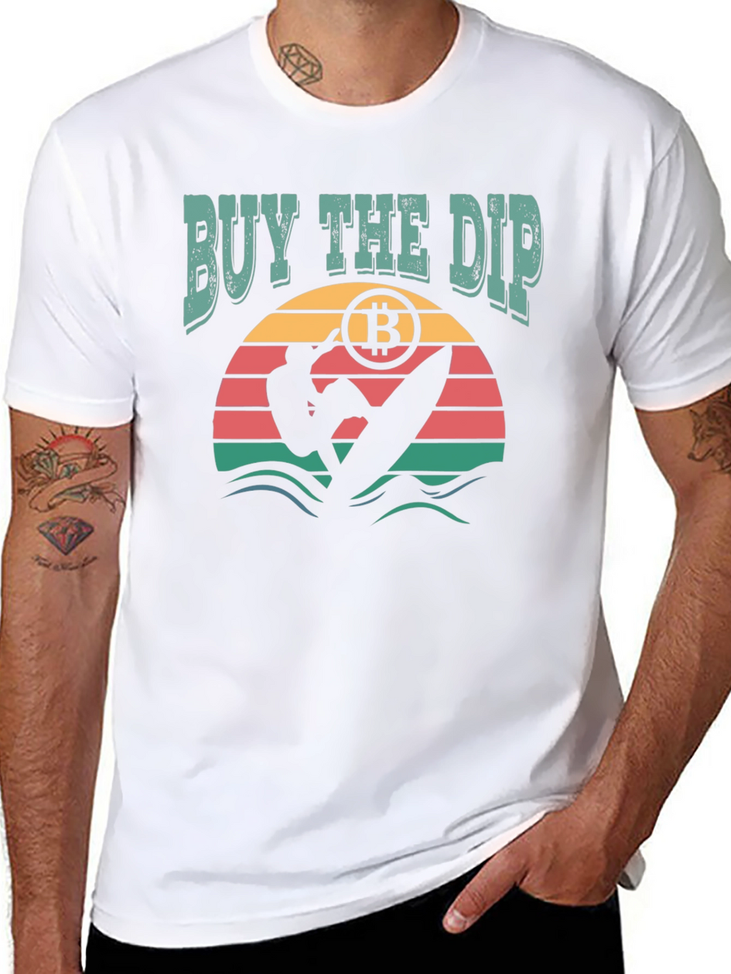 Buy the Dip Bitcoin Surfer Graphic T-Shirt