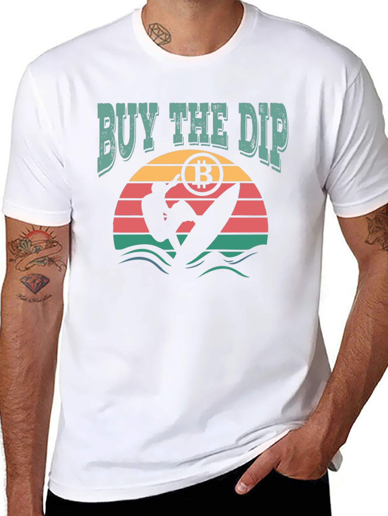 Buy the Dip Bitcoin Surfer Graphic T-Shirt