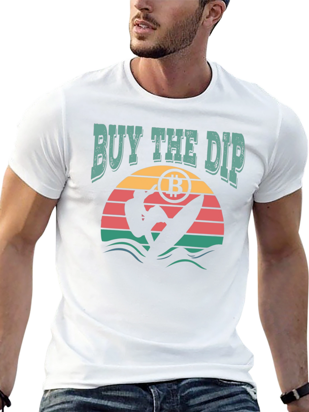 Buy the Dip Bitcoin Surfer Graphic T-Shirt