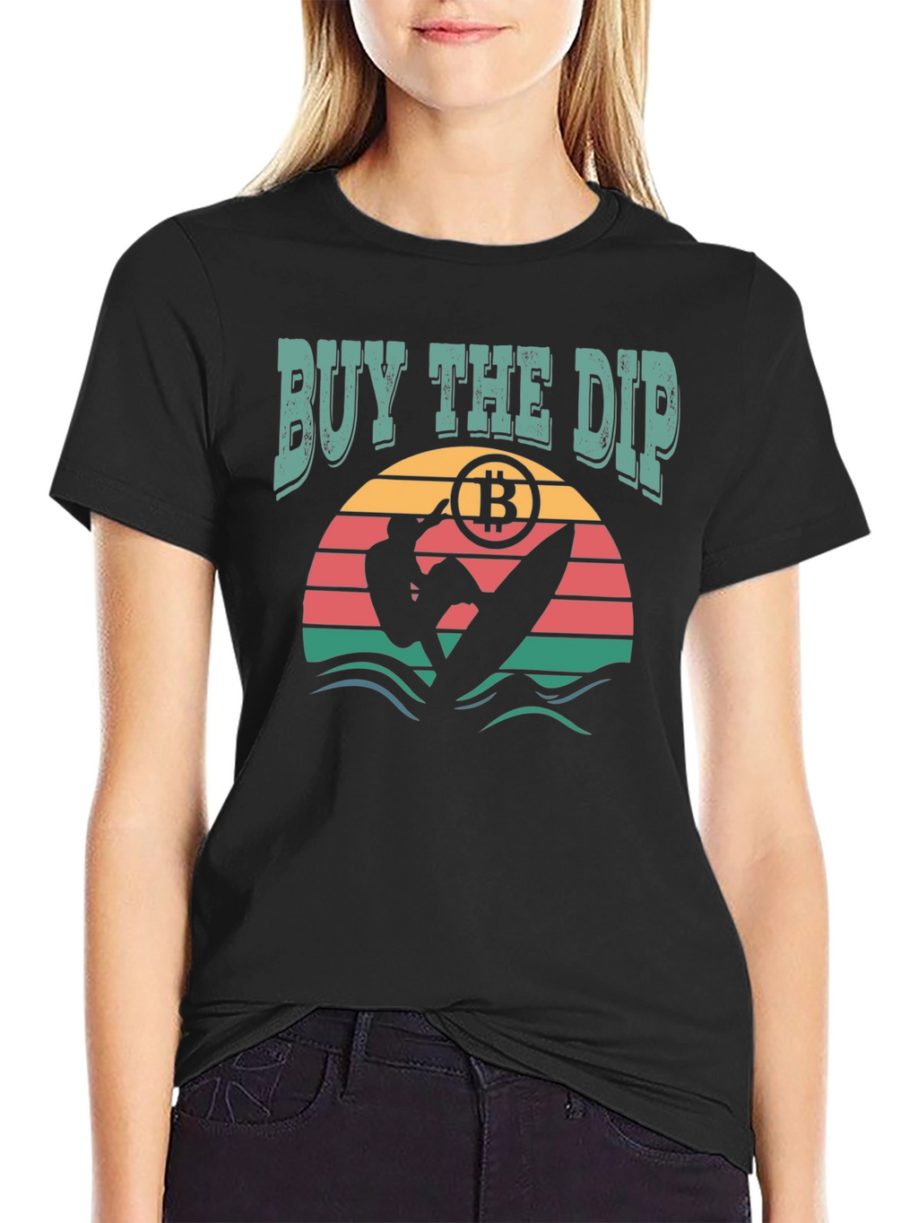 Buy the Dip Bitcoin Surfer Graphic T-Shirt