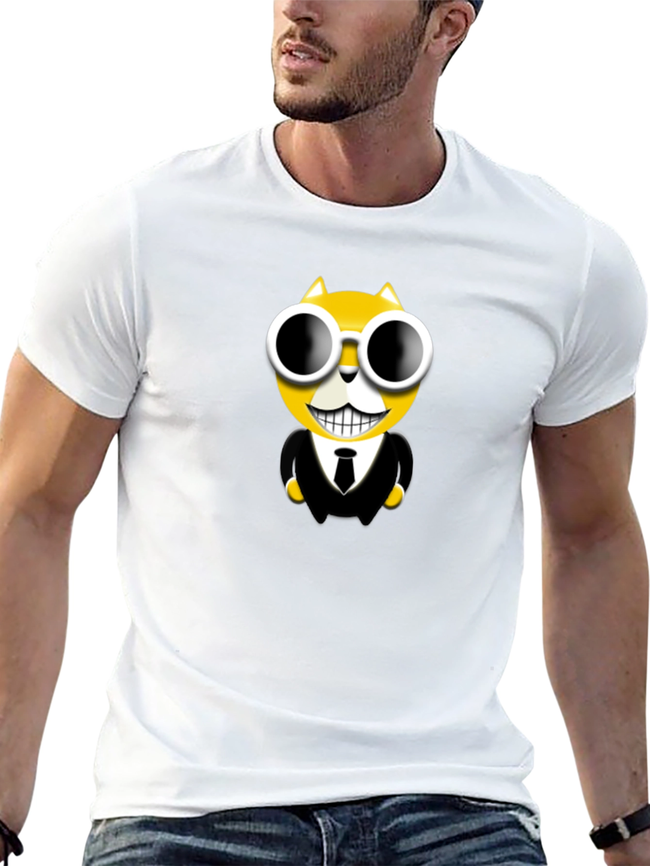 Cool Cat in Suit Graphic T-Shirt