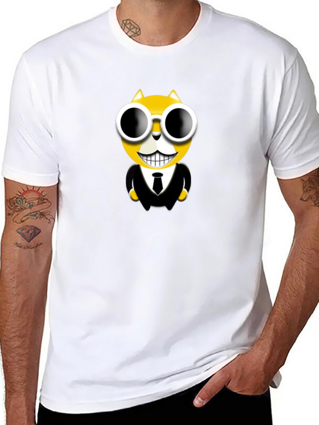 Cool Cat in Suit Graphic T-Shirt