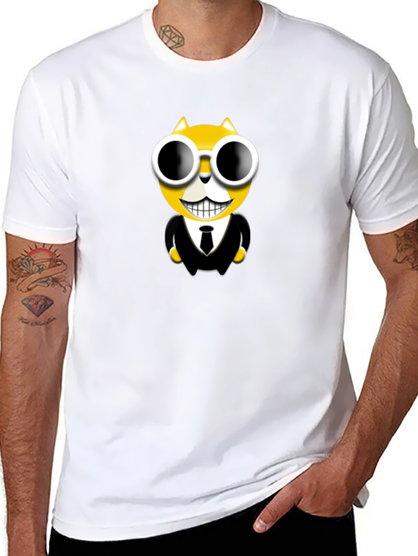 Cool Cat in Suit Graphic T-Shirt