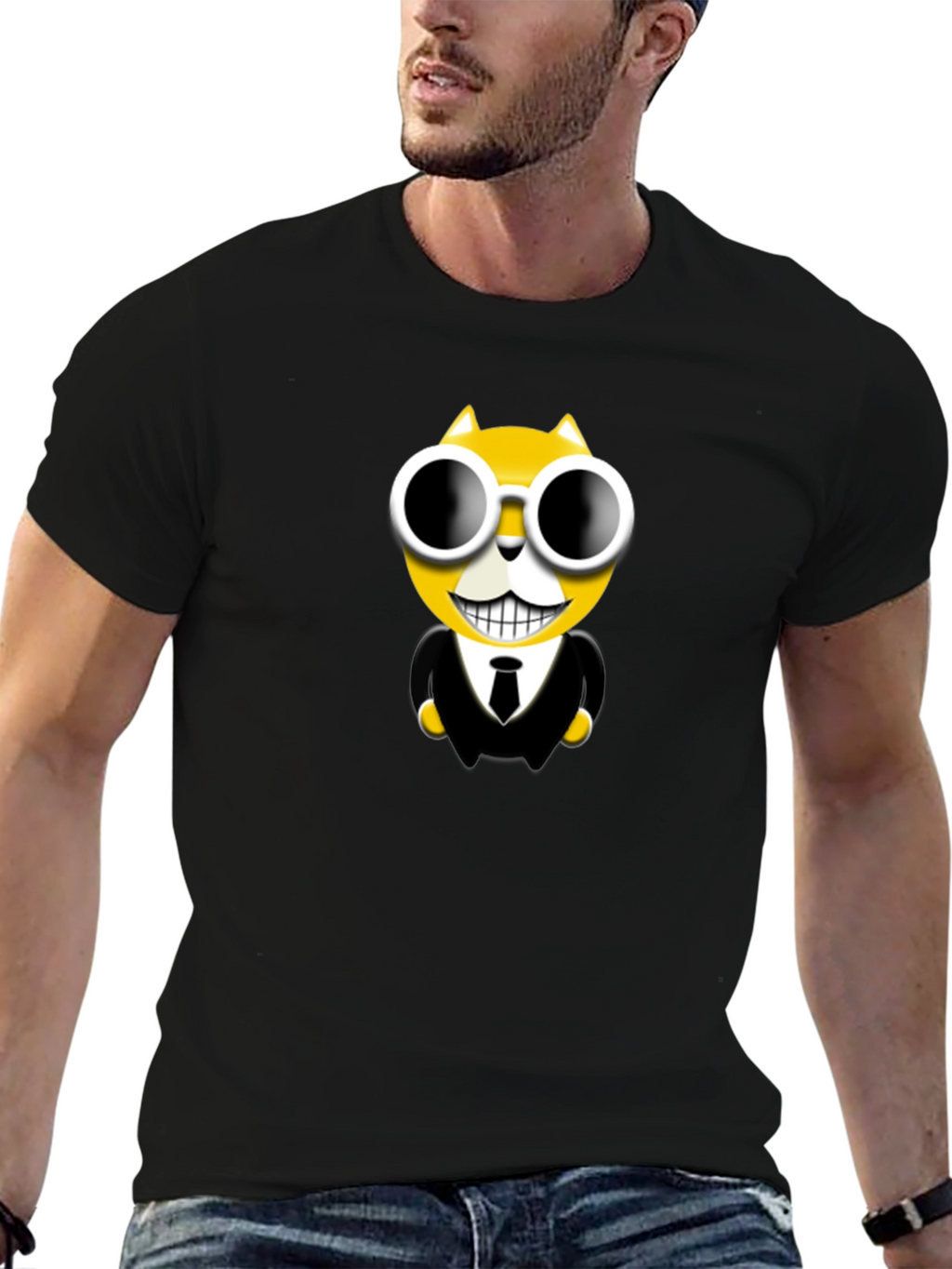 Cool Cat in Suit Graphic T-Shirt