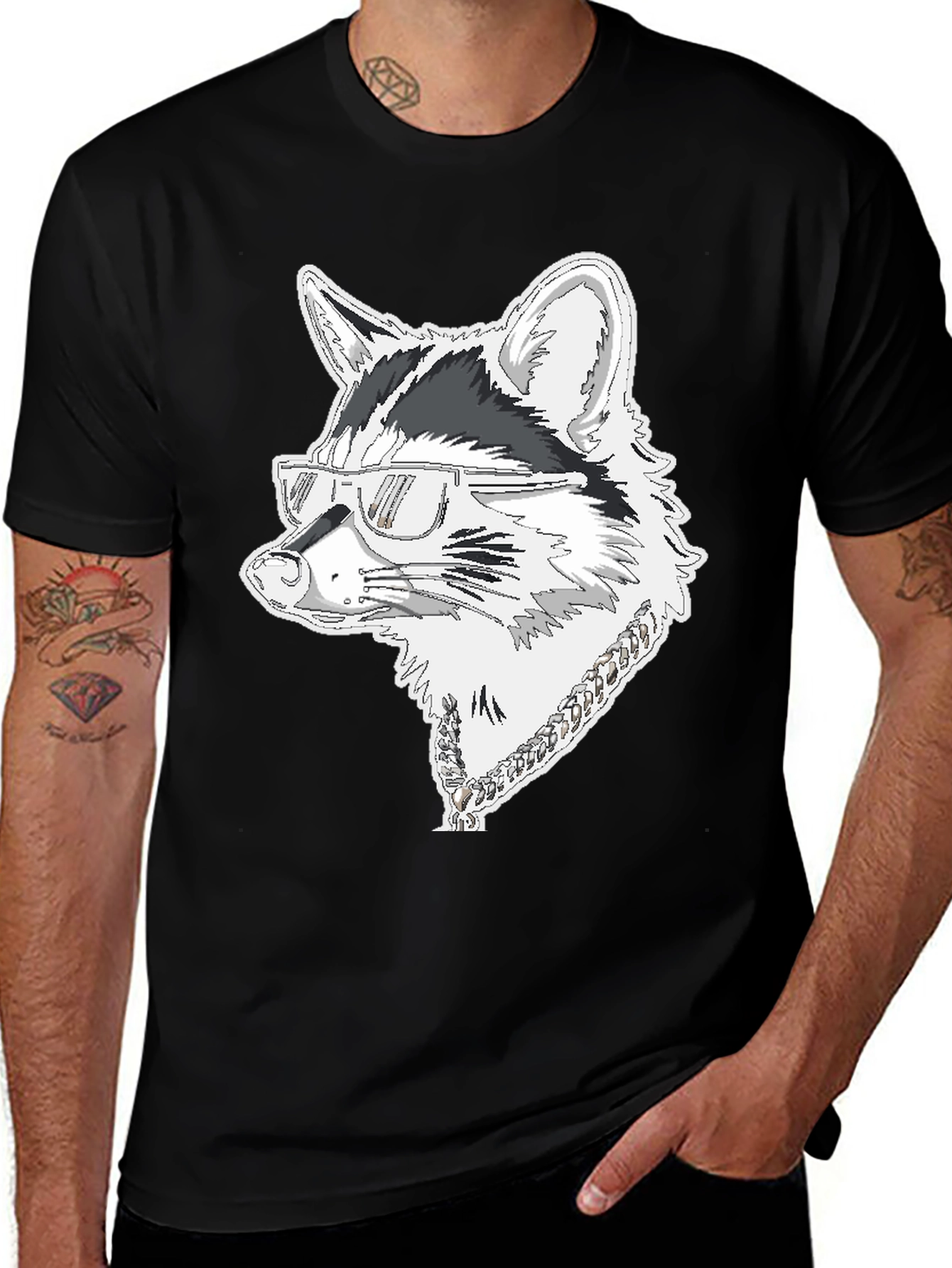 Cool Raccoon Graphic Tee - Black Cotton T-Shirt