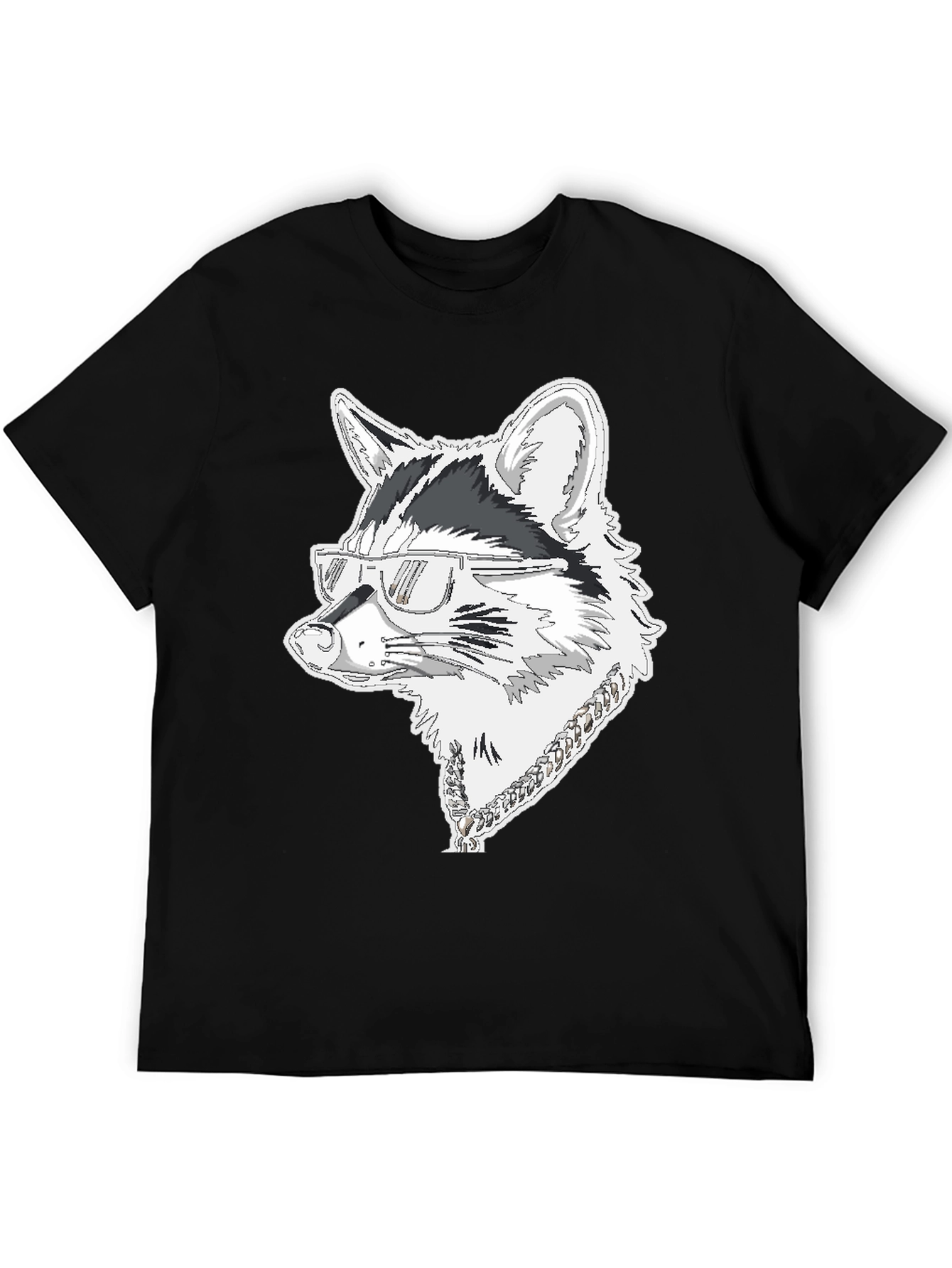 Cool Raccoon Graphic Tee - Black Cotton T-Shirt
