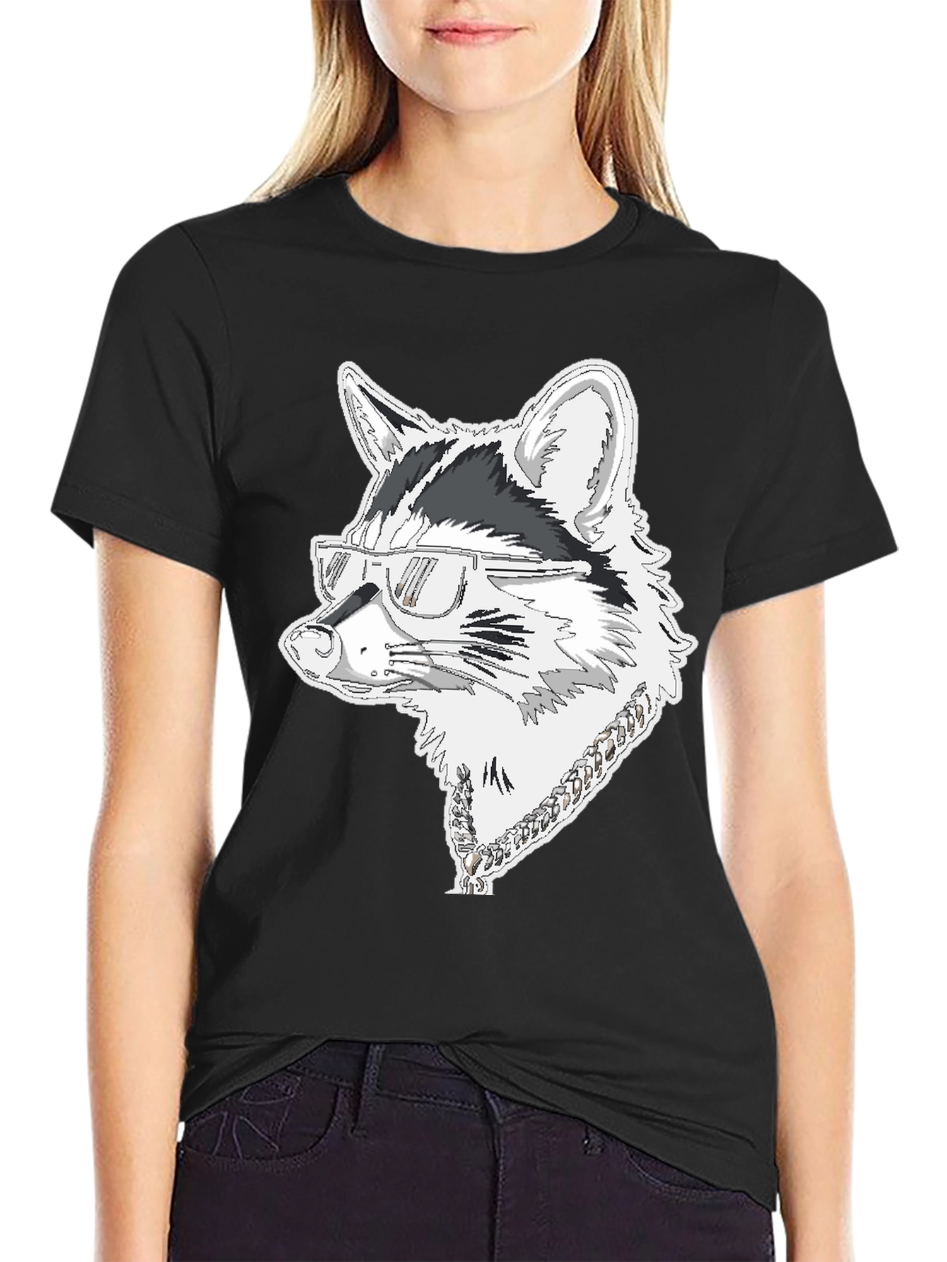 Cool Raccoon Graphic Tee - Black Cotton T-Shirt