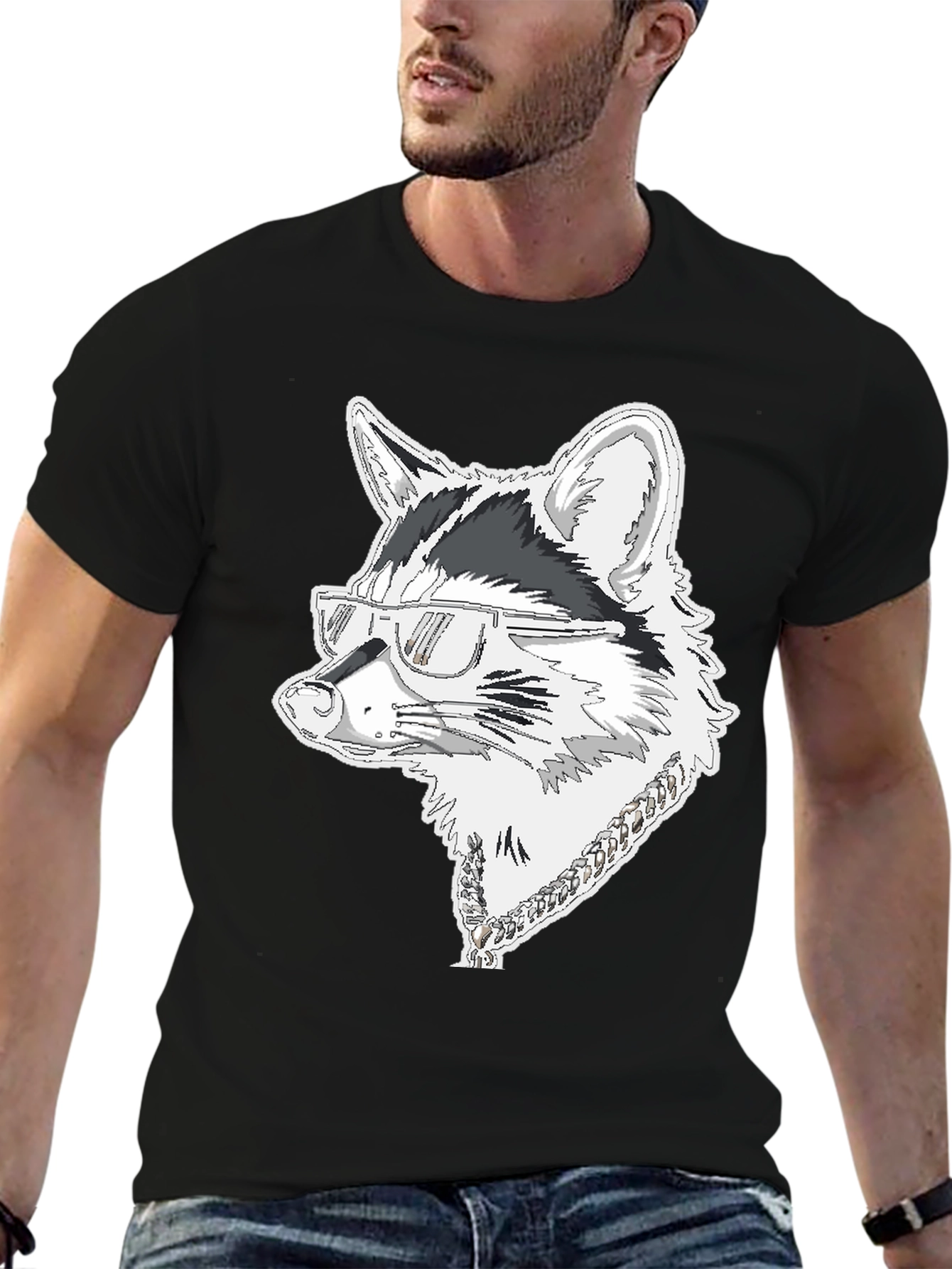 Cool Raccoon Graphic Tee - Black Cotton T-Shirt