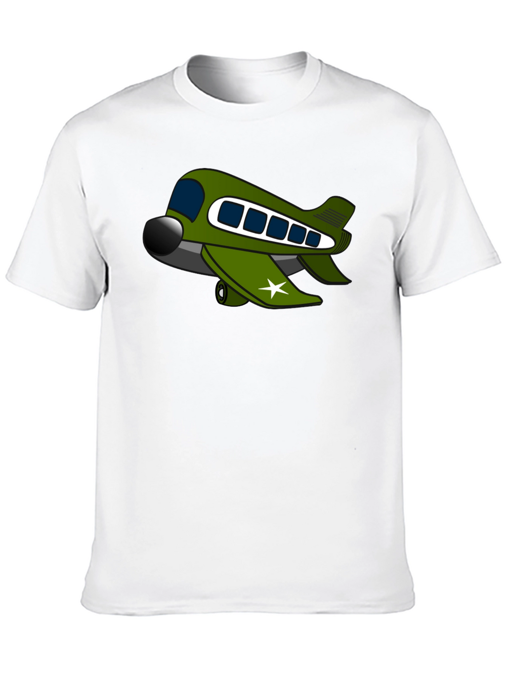 Cartoon Airplane Graphic Tee - Black