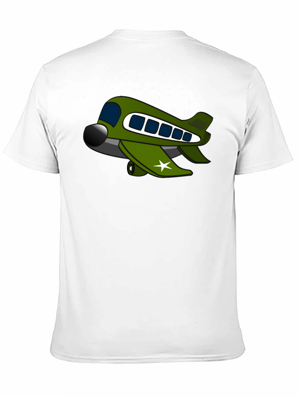 Cartoon Airplane Graphic Tee - Black
