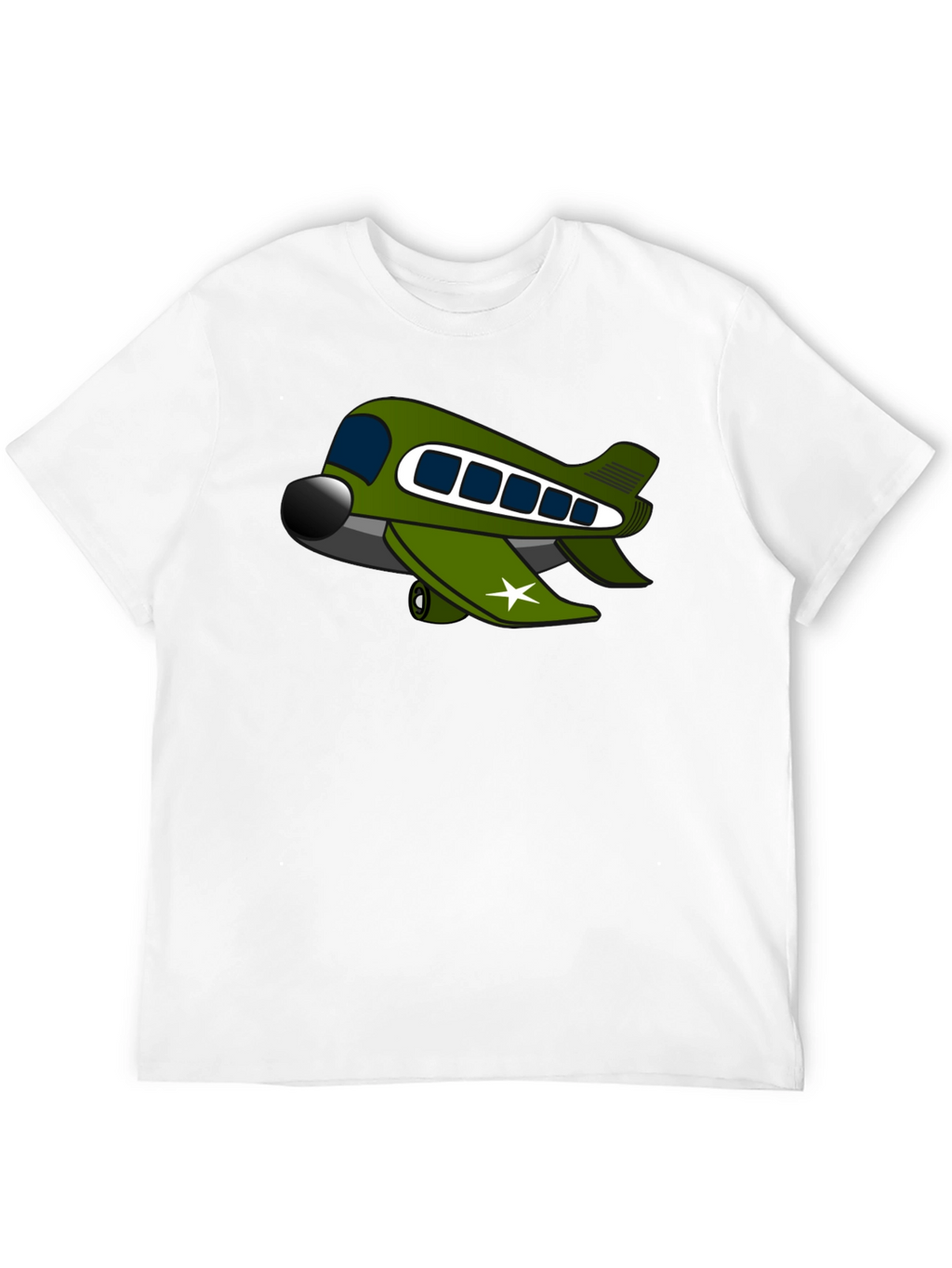 Cartoon Airplane Graphic Tee - Black