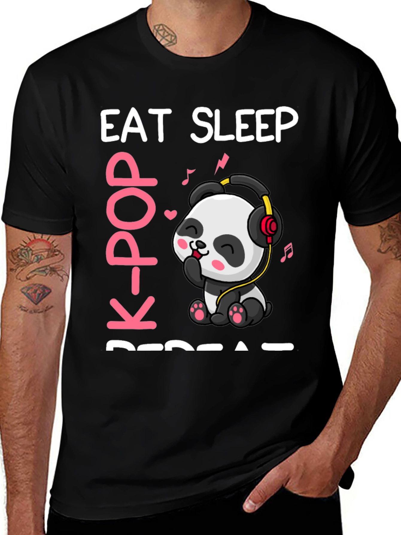 Eat Sleep K-Pop Repeat Panda T-Shirt