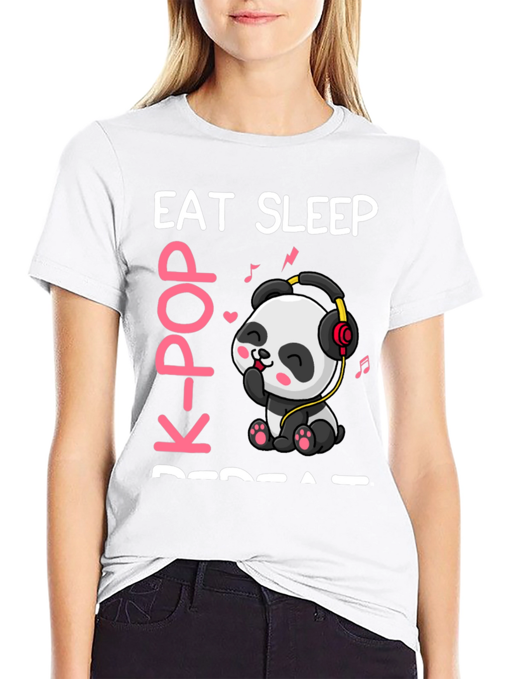 Eat Sleep K-Pop Repeat Panda T-Shirt