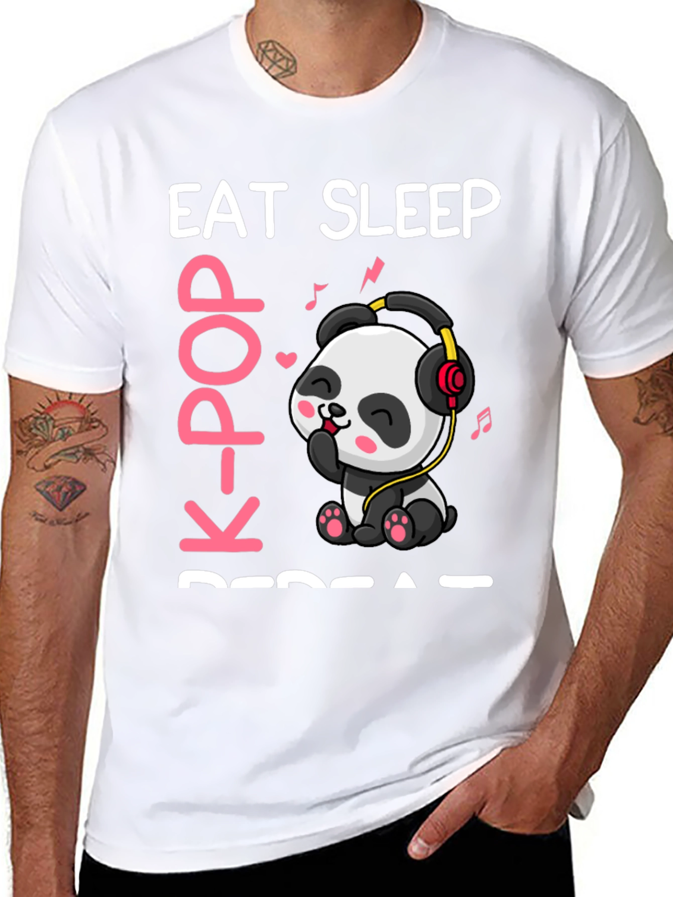 Eat Sleep K-Pop Repeat Panda T-Shirt