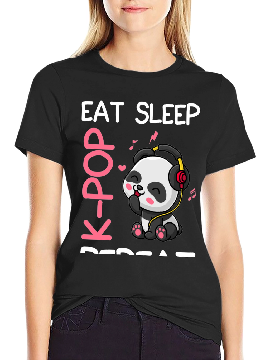 Eat Sleep K-Pop Repeat Panda T-Shirt