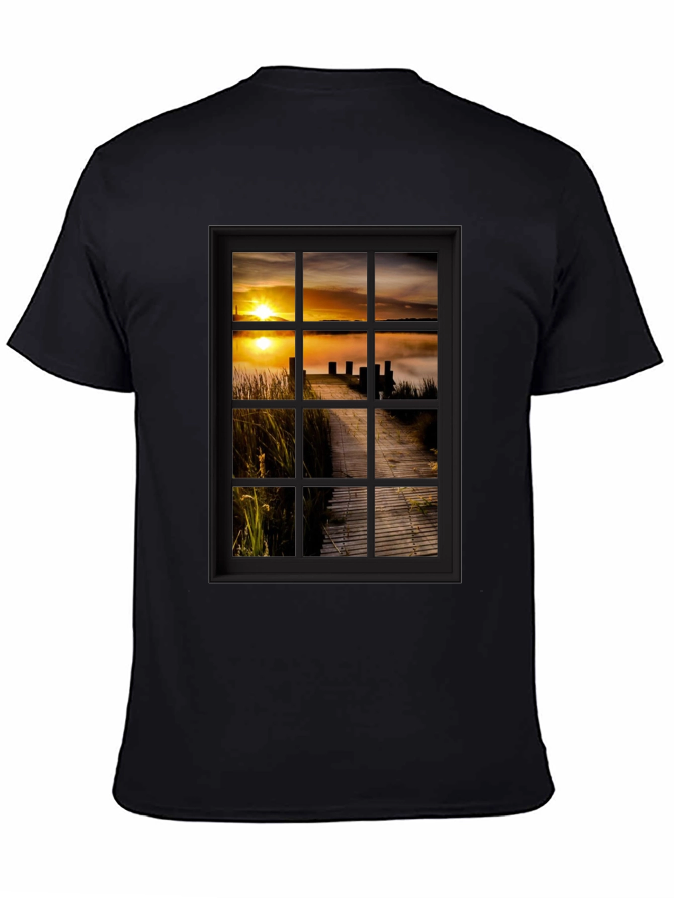 Sunrise Pier Window Graphic Tee - Unique Design!