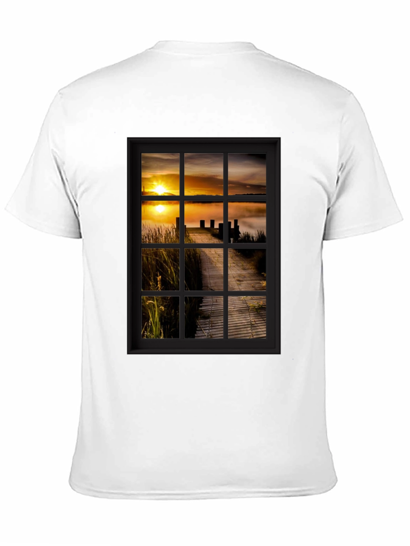 Sunrise Pier Window Graphic Tee - Unique Design!