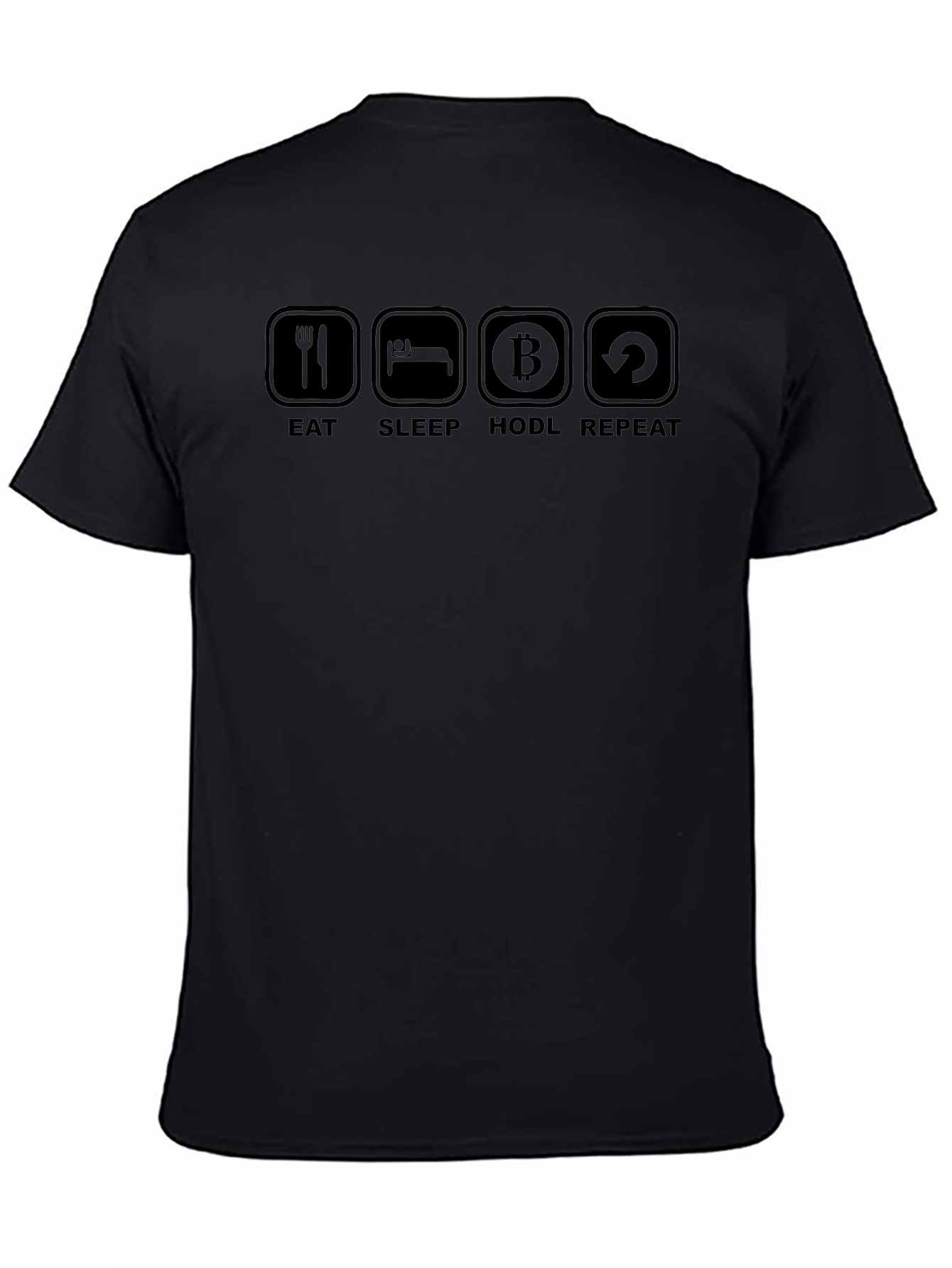 Eat Sleep HODL Repeat Black T-Shirt Crypto Design