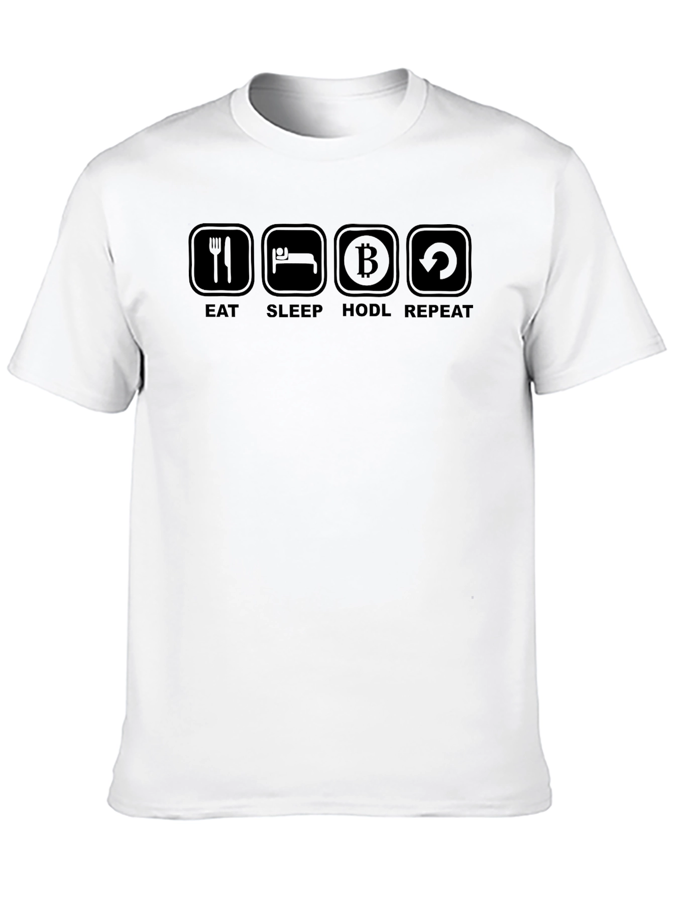 Eat Sleep HODL Repeat Black T-Shirt Crypto Design