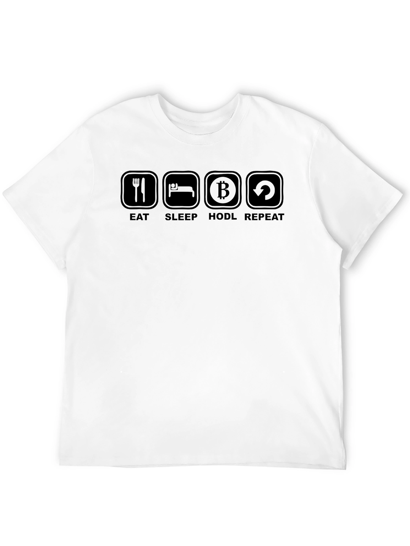 Eat Sleep HODL Repeat Black T-Shirt Crypto Design