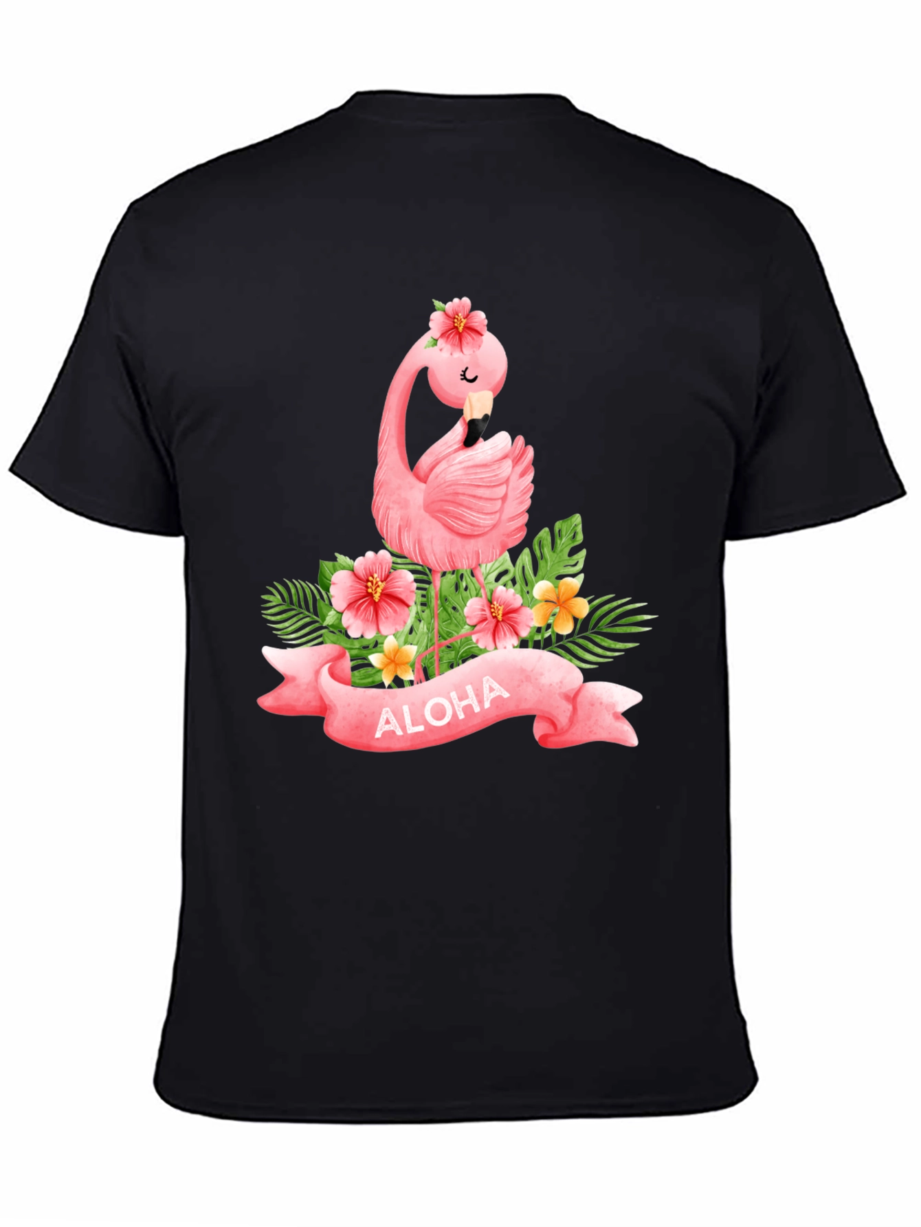 Aloha Flamingo Black T-Shirt