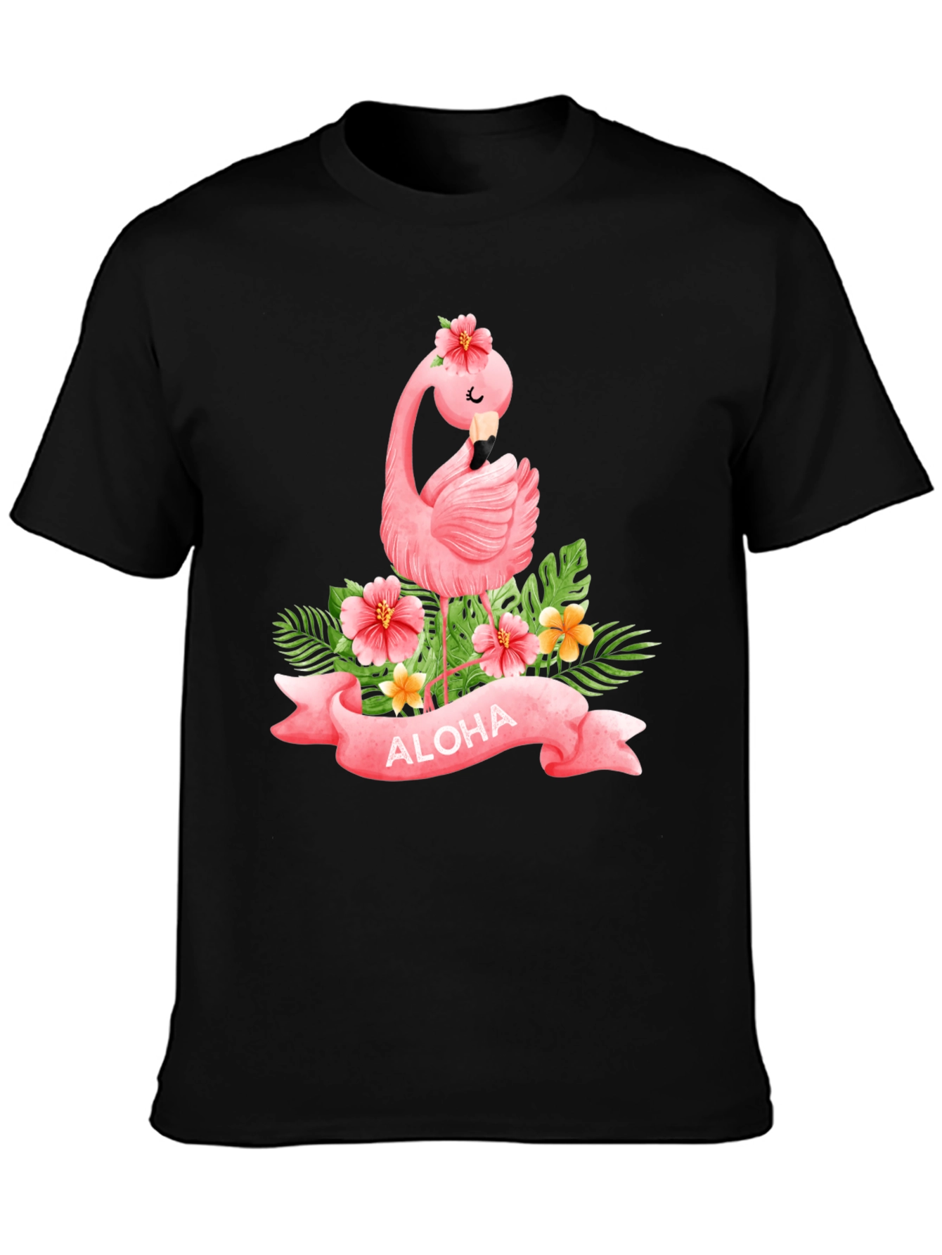 Aloha Flamingo Black T-Shirt