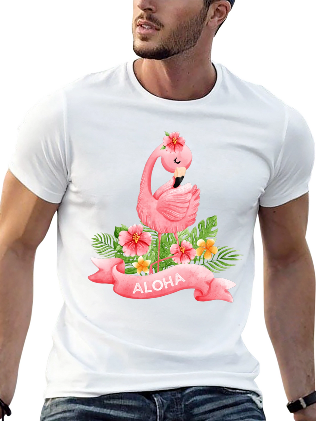 Aloha Flamingo Black T-Shirt