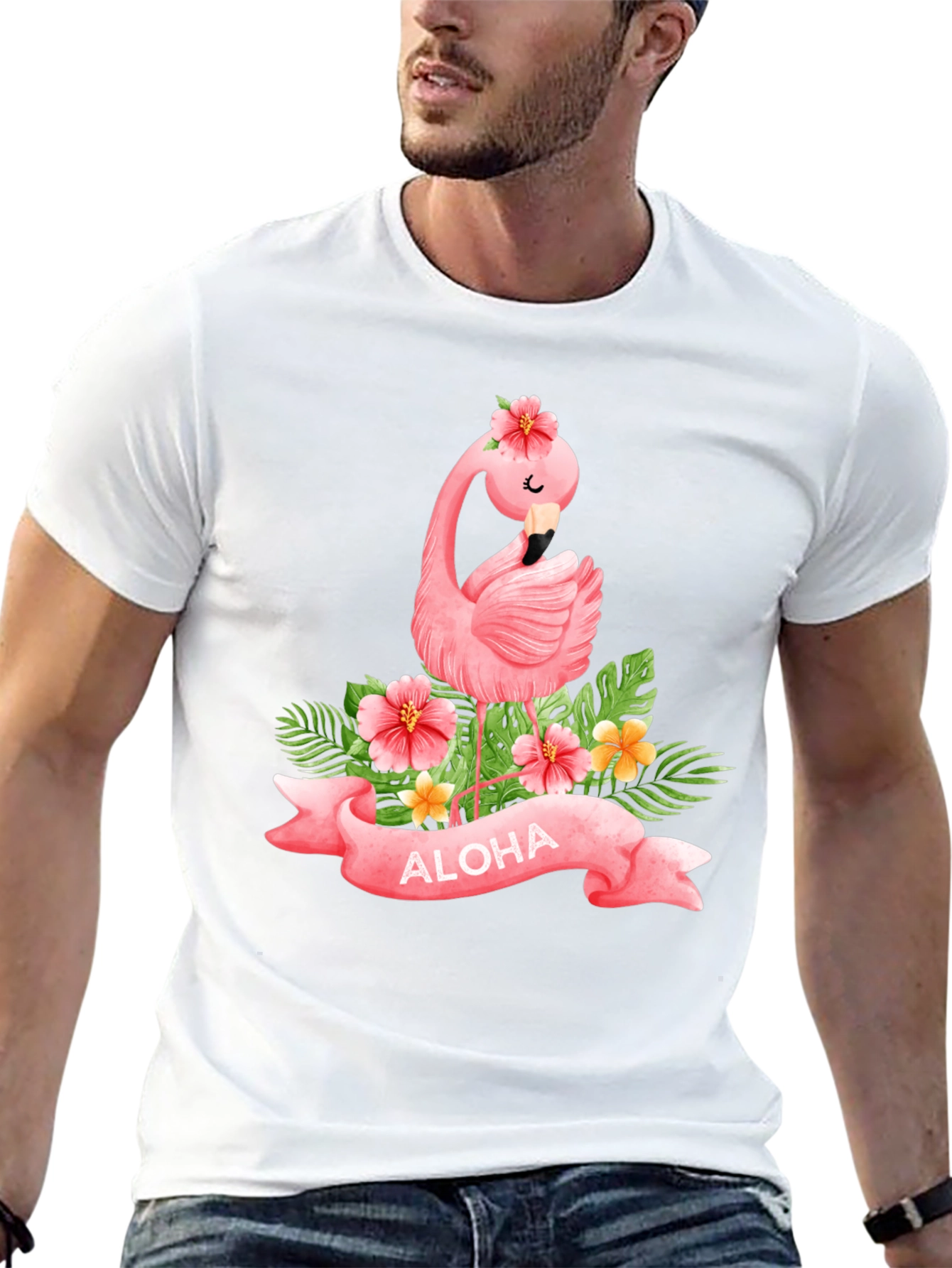 Aloha Flamingo Black T-Shirt