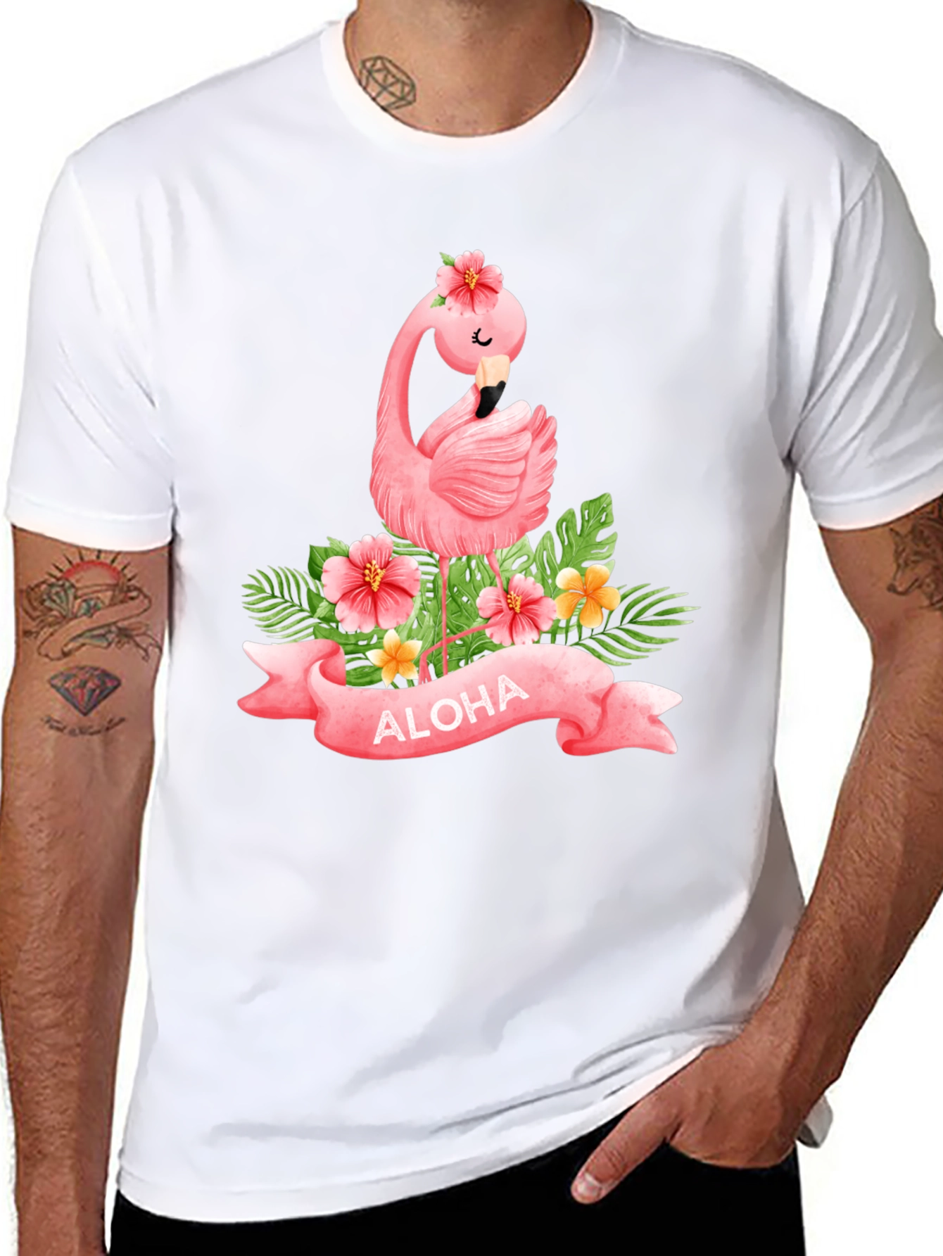 Aloha Flamingo Black T-Shirt