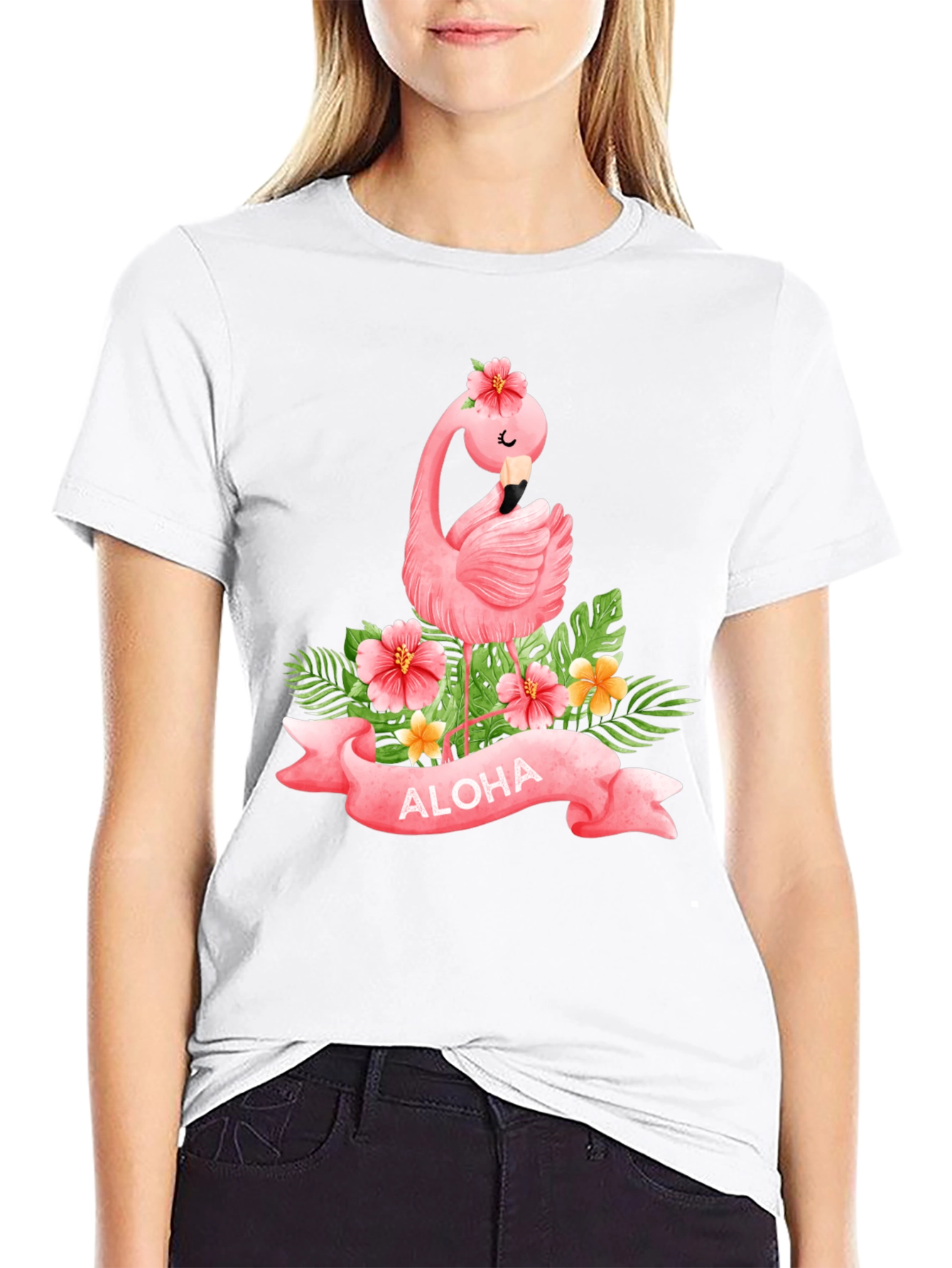 Aloha Flamingo Black T-Shirt