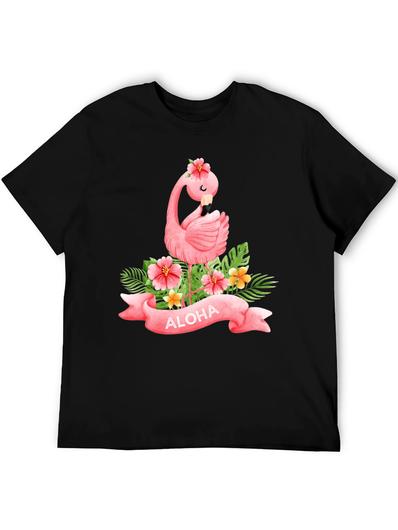 Aloha Flamingo Black T-Shirt