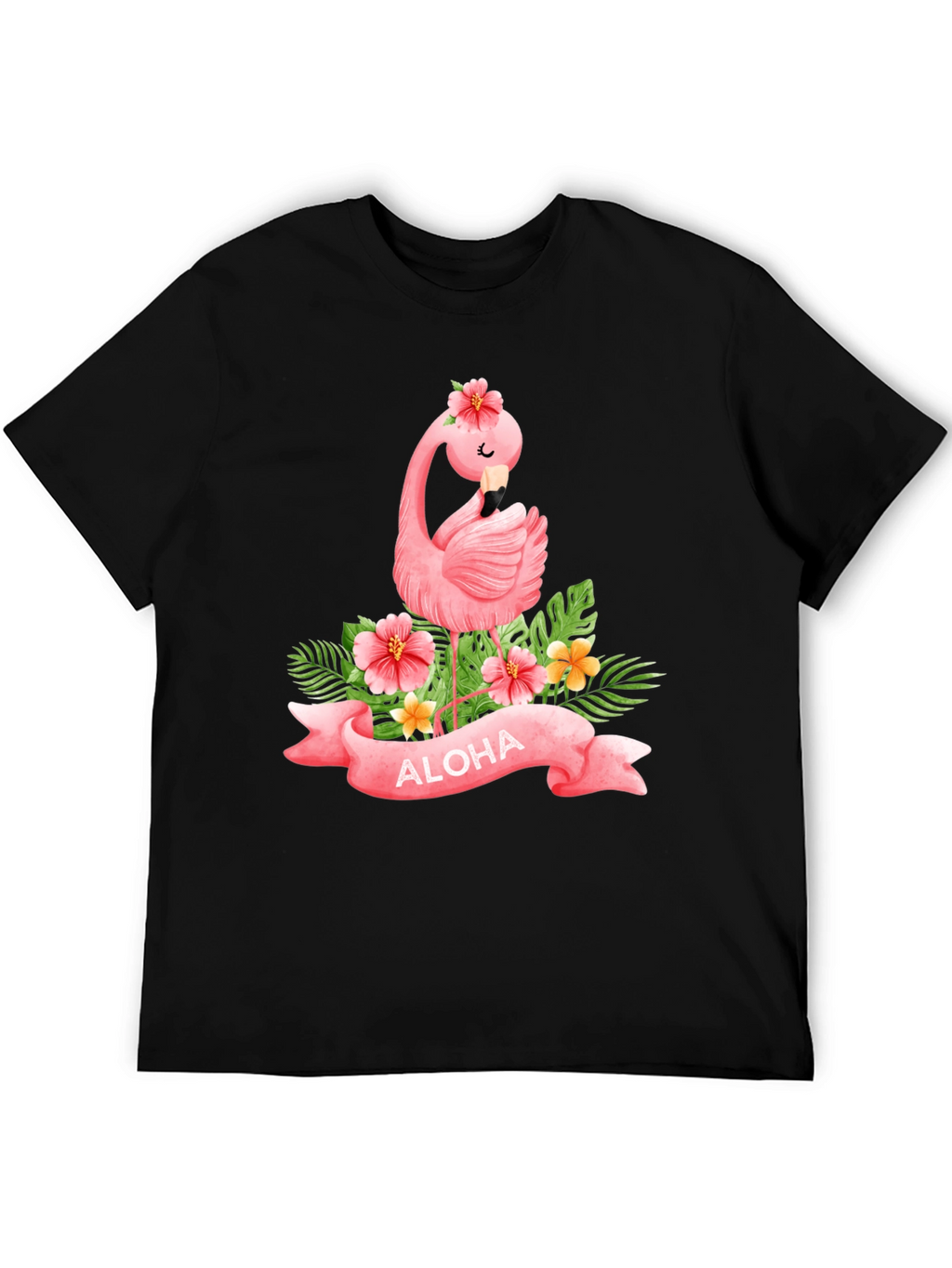 Aloha Flamingo Black T-Shirt